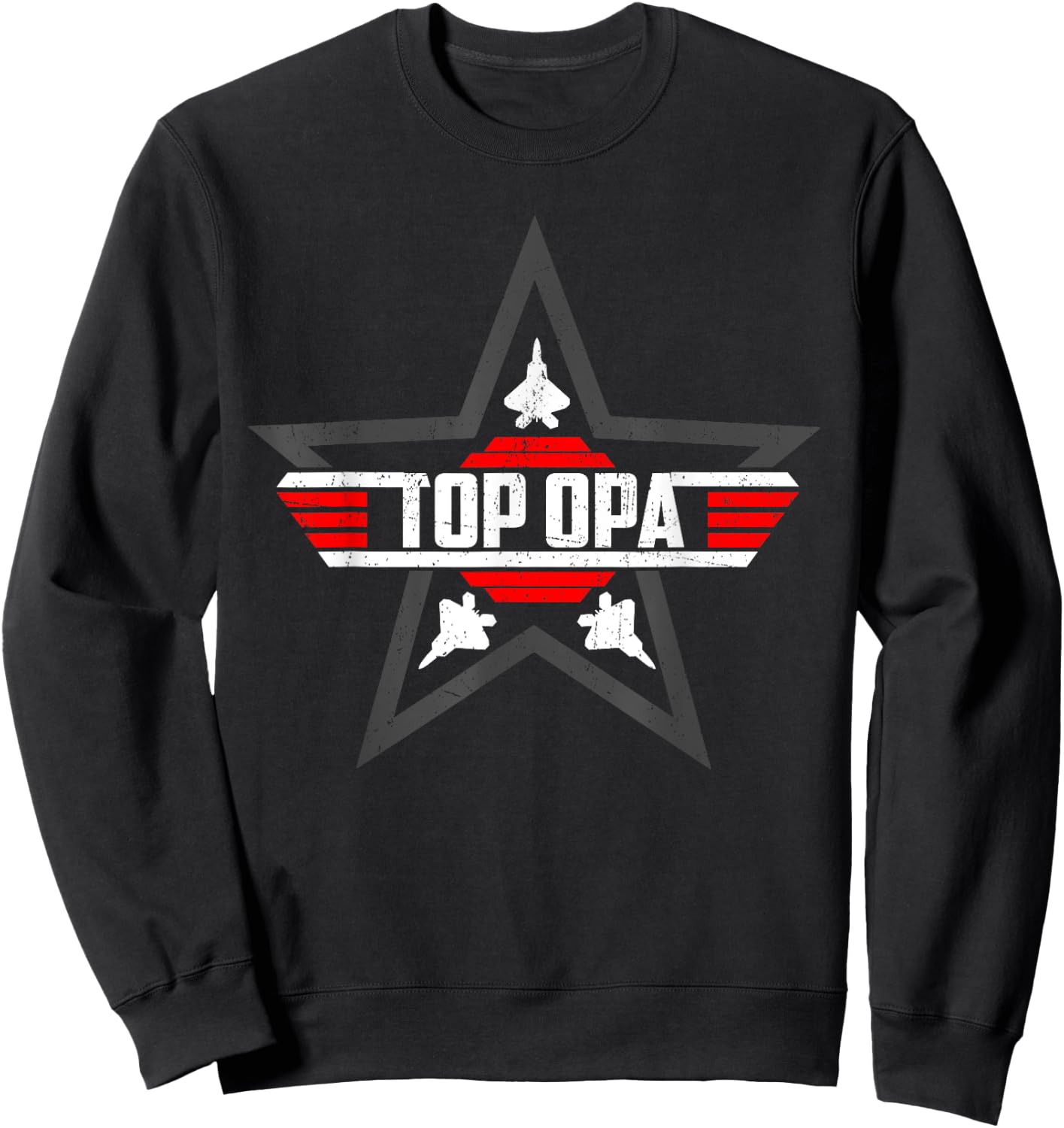 Top Opa from Son Daughter Grandpa Fathers Day Sweatshirt - Sweatshirt | Black