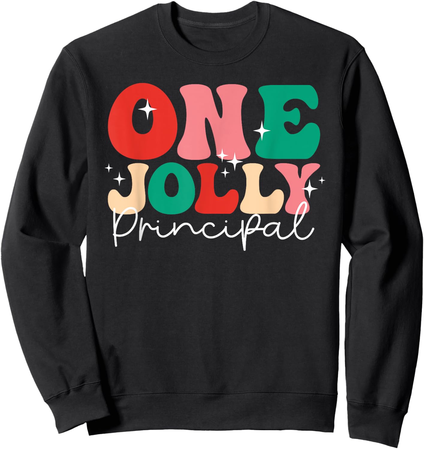 One Groovy School Family Group Holly Merry Shirts Adults Kids Retro Casual Black Short Sleeve Small U-Neck Sweatshirt - Sweatshirt | Black
