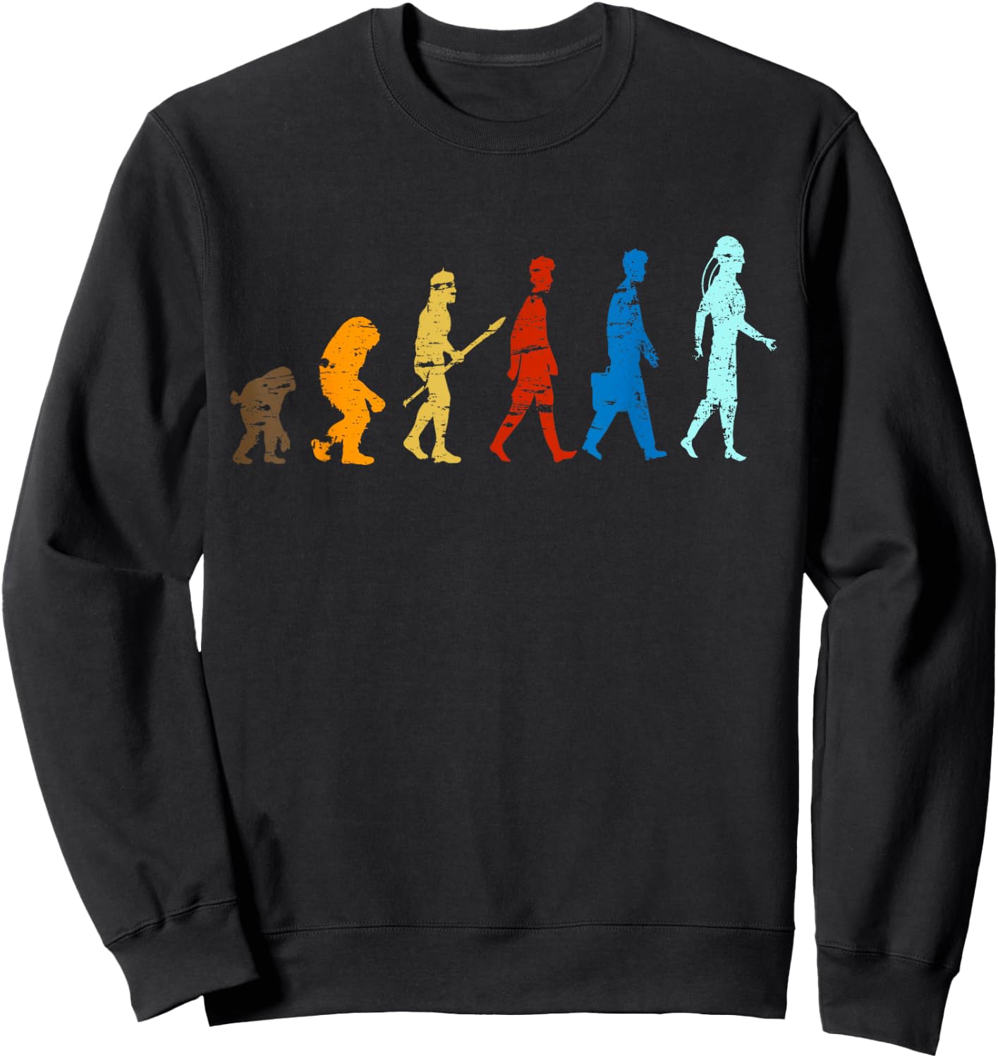 Funny Evolution Human From Ape to Robot A.I Sweatshirt - Sweatshirt | Black