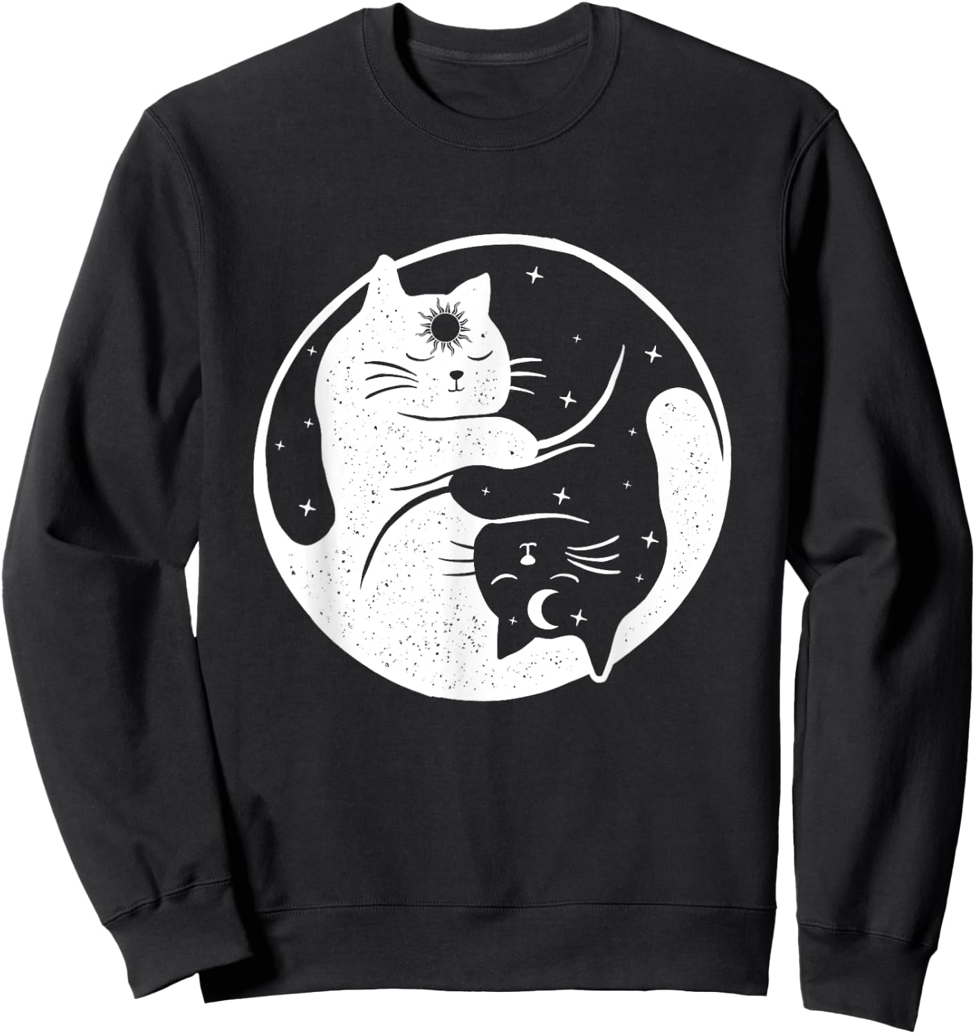 Cat Sun And Moon - Sleeping Kitty Kitten Pet Animal Lover Sweatshirt - Sweatshirt | Black