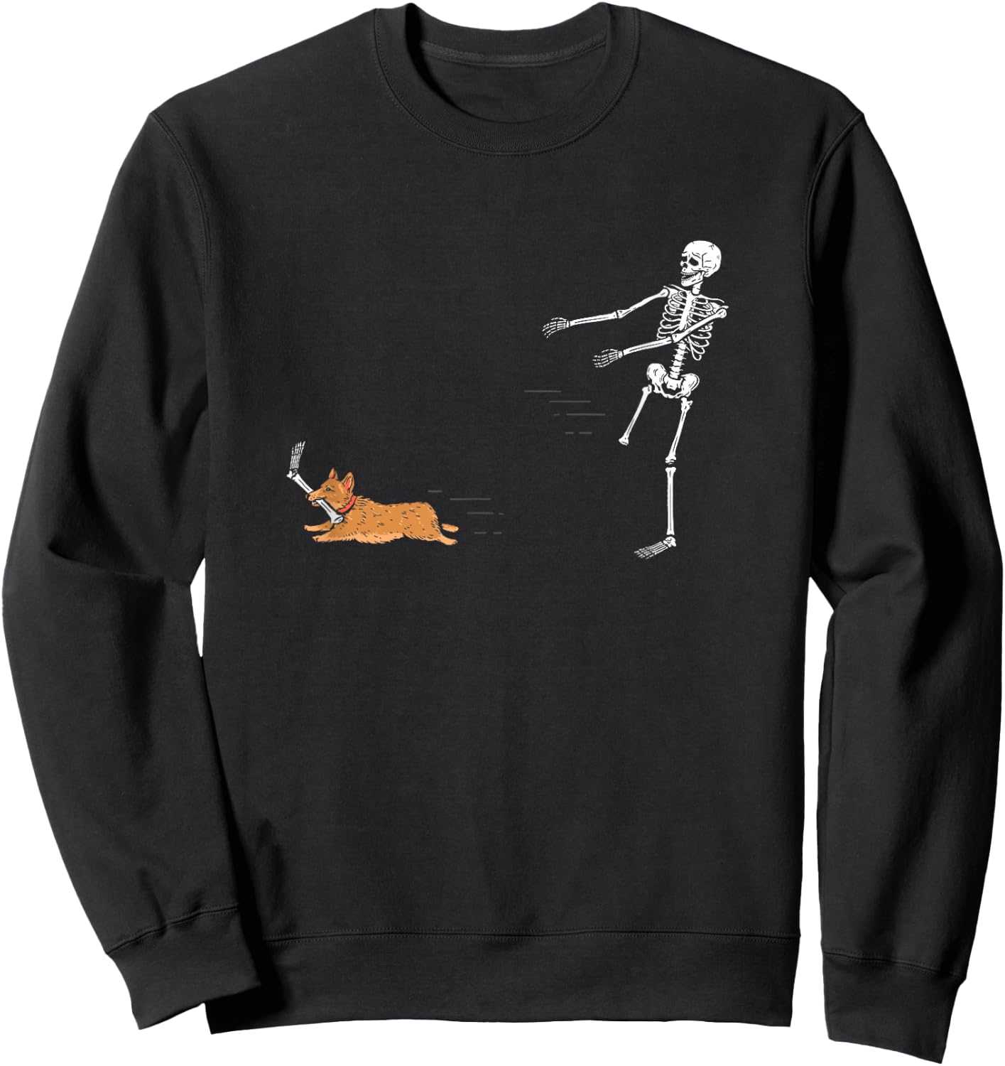 Cute Corgi Dog | Funny Skeleton Halloween Sweatshirt - Sweatshirt | Black
