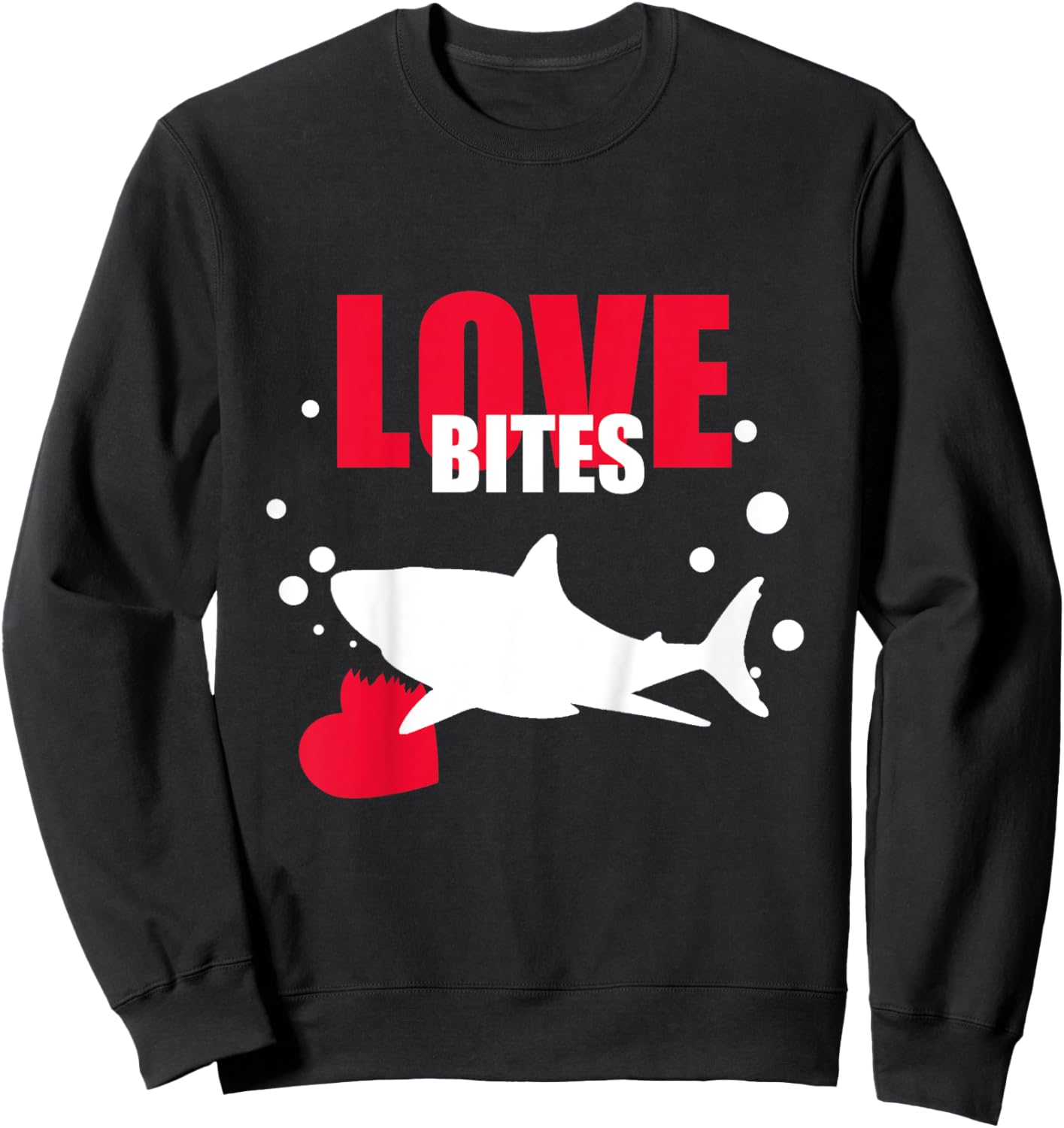 Kids Love Bites Toddler Valentines Day Shark Lover Boy Funny Sweatshirt - Sweatshirt | Black