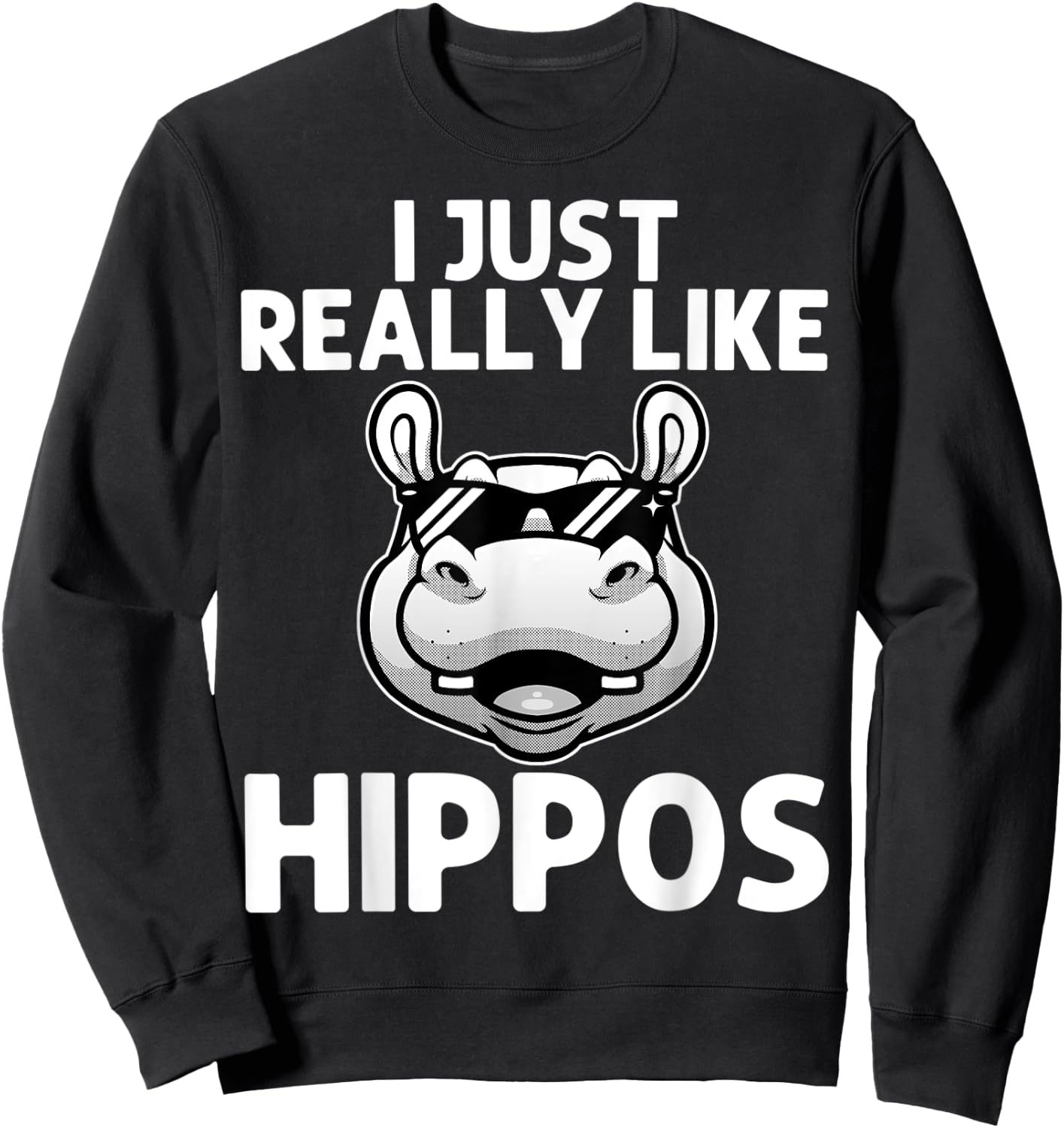 Funny Hippo Design Women Kids Hippopotamus Lover Sweatshirt - Sweatshirt | Black