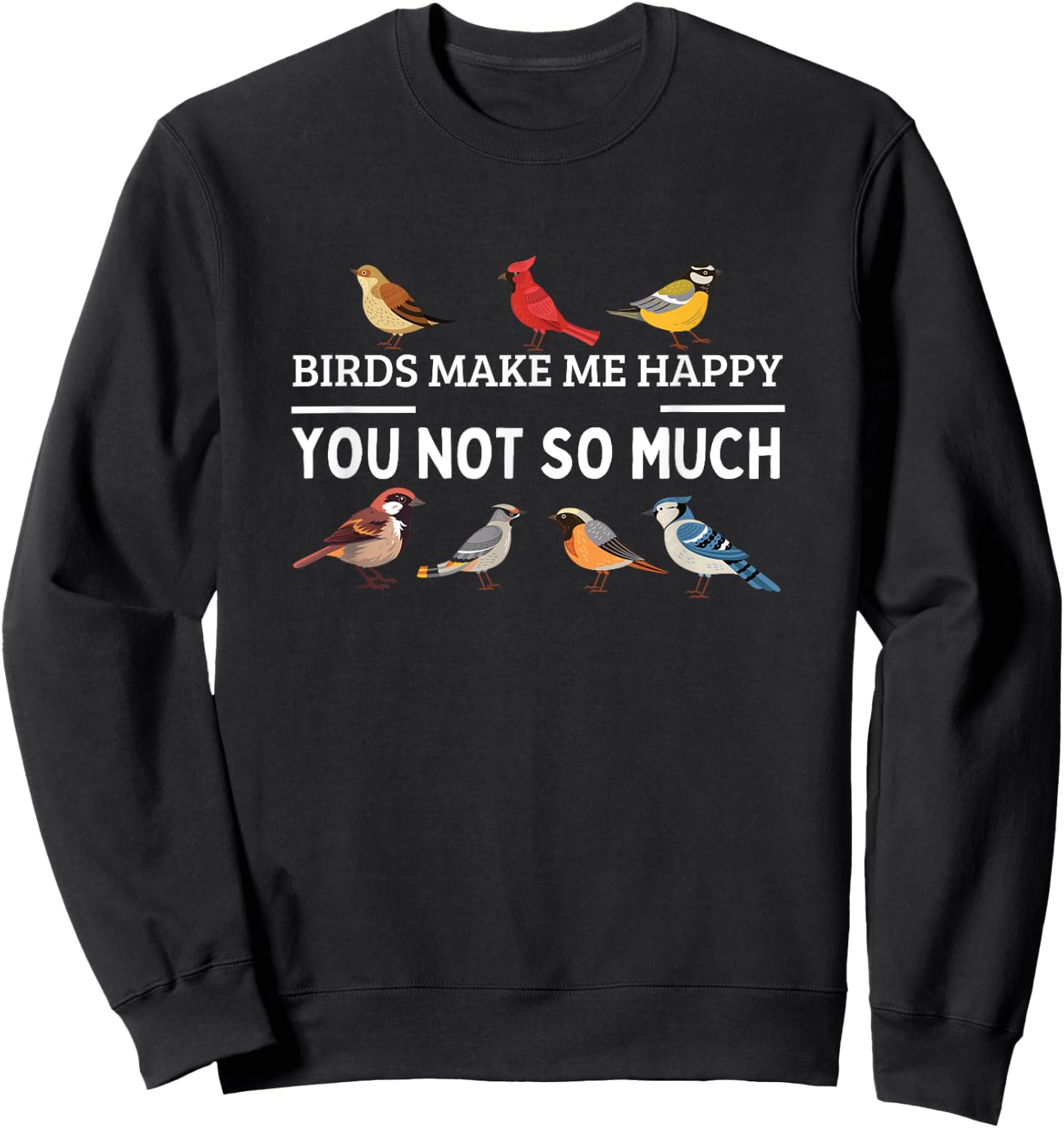 Birds Make Me Happy You Not So Much Bird Watching Sweatshirt - Sweatshirt | Black