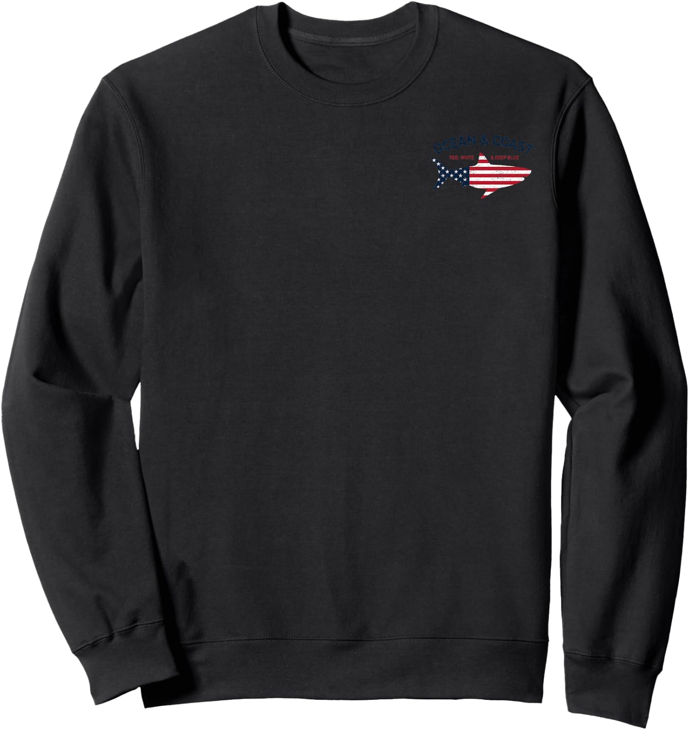 Trendy Ocean & Coast Fishing Patriotic Flag Sweatshirt - Sweatshirt | Black