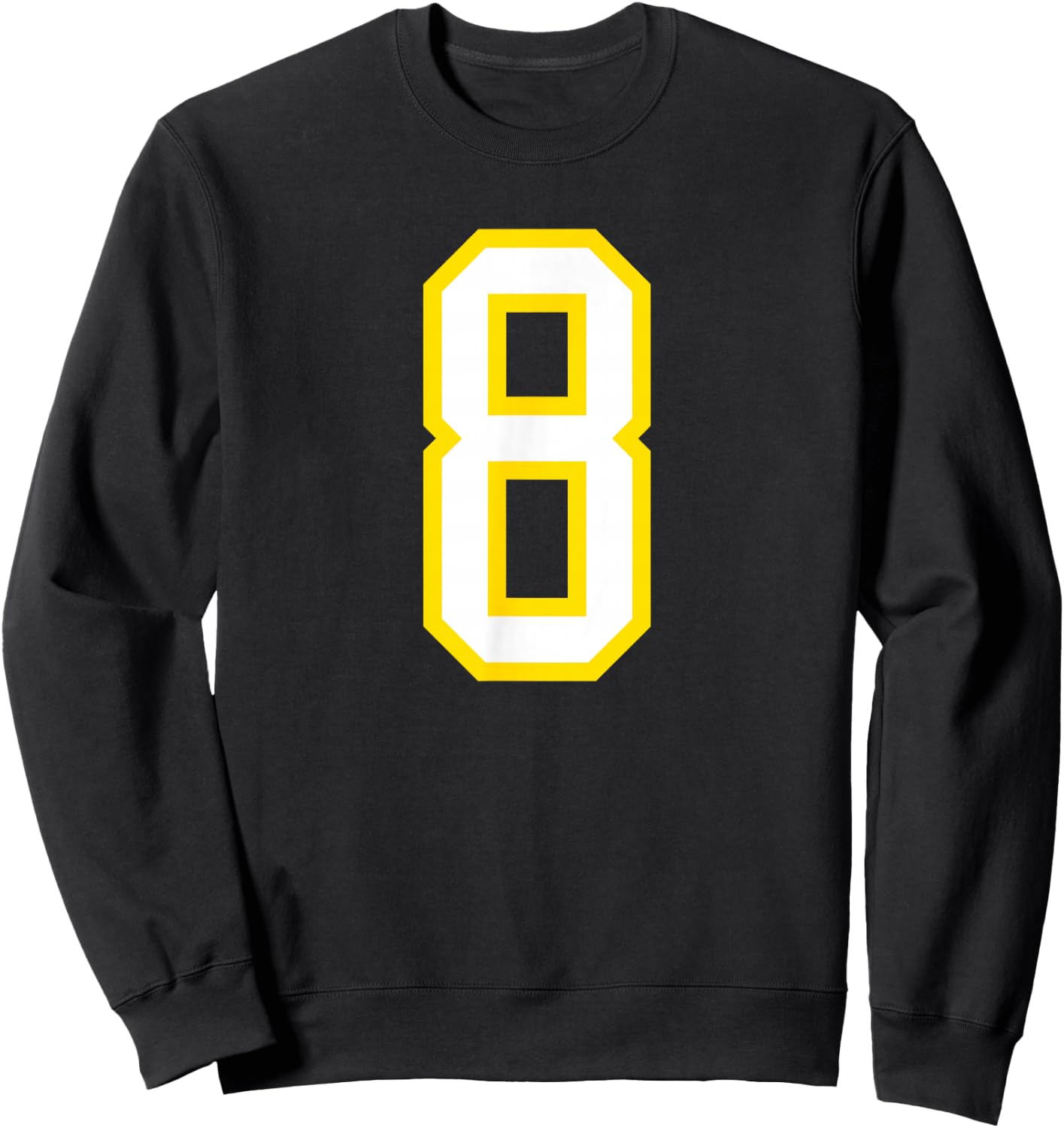 Number #8 Yellow White Sports Team Sweatshirt - Sweatshirt | Black