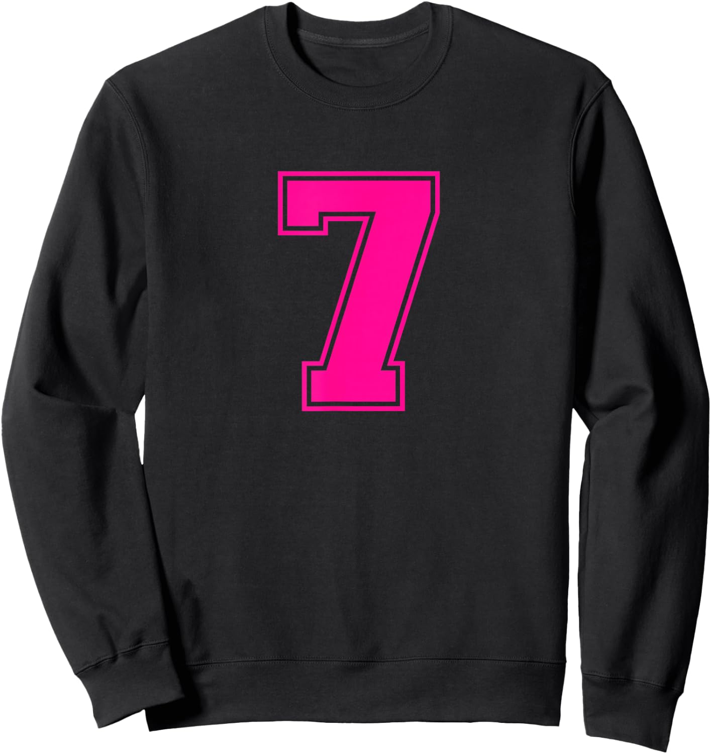 Number 7 Pink Sports Team Sweatshirt - Sweatshirt | Black