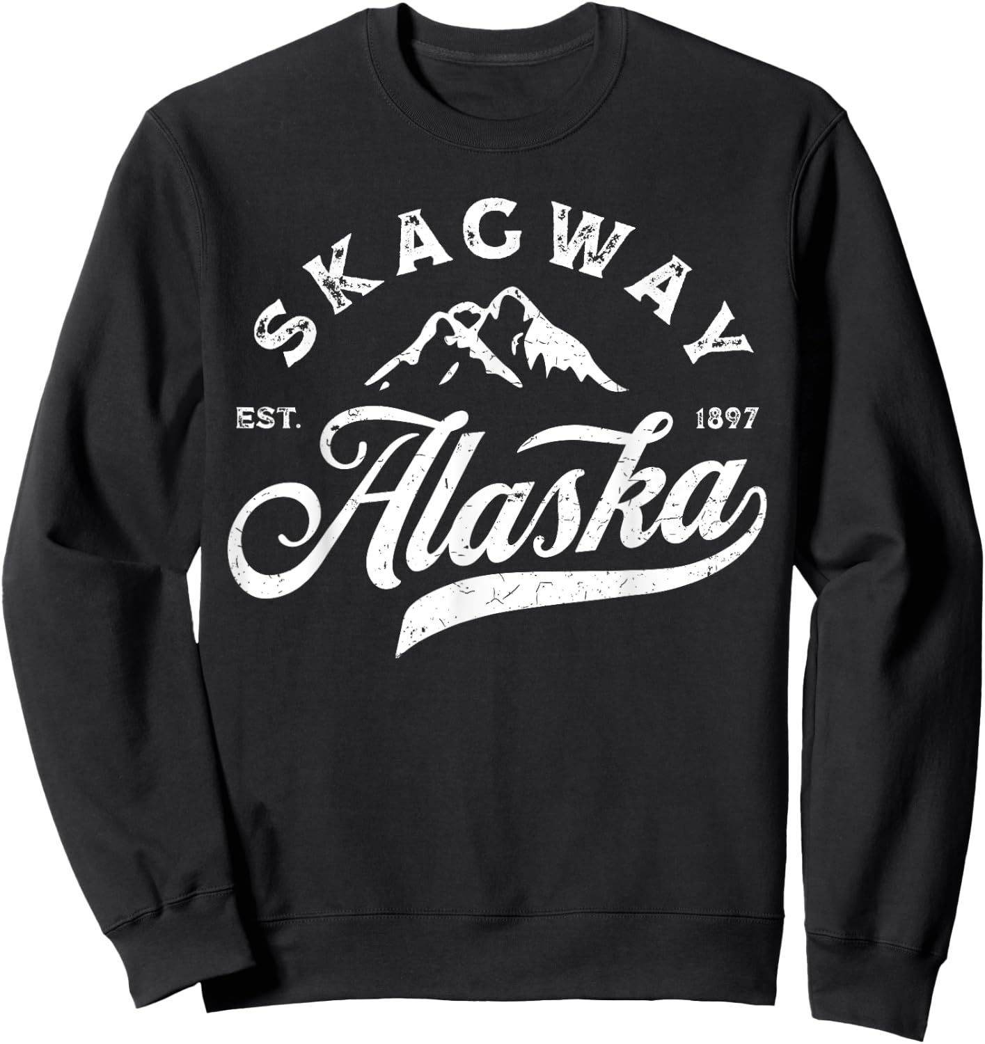 Skagway Alaska AK Vintage Mountains Vacation Souvenir Sweatshirt - Sweatshirt | Black