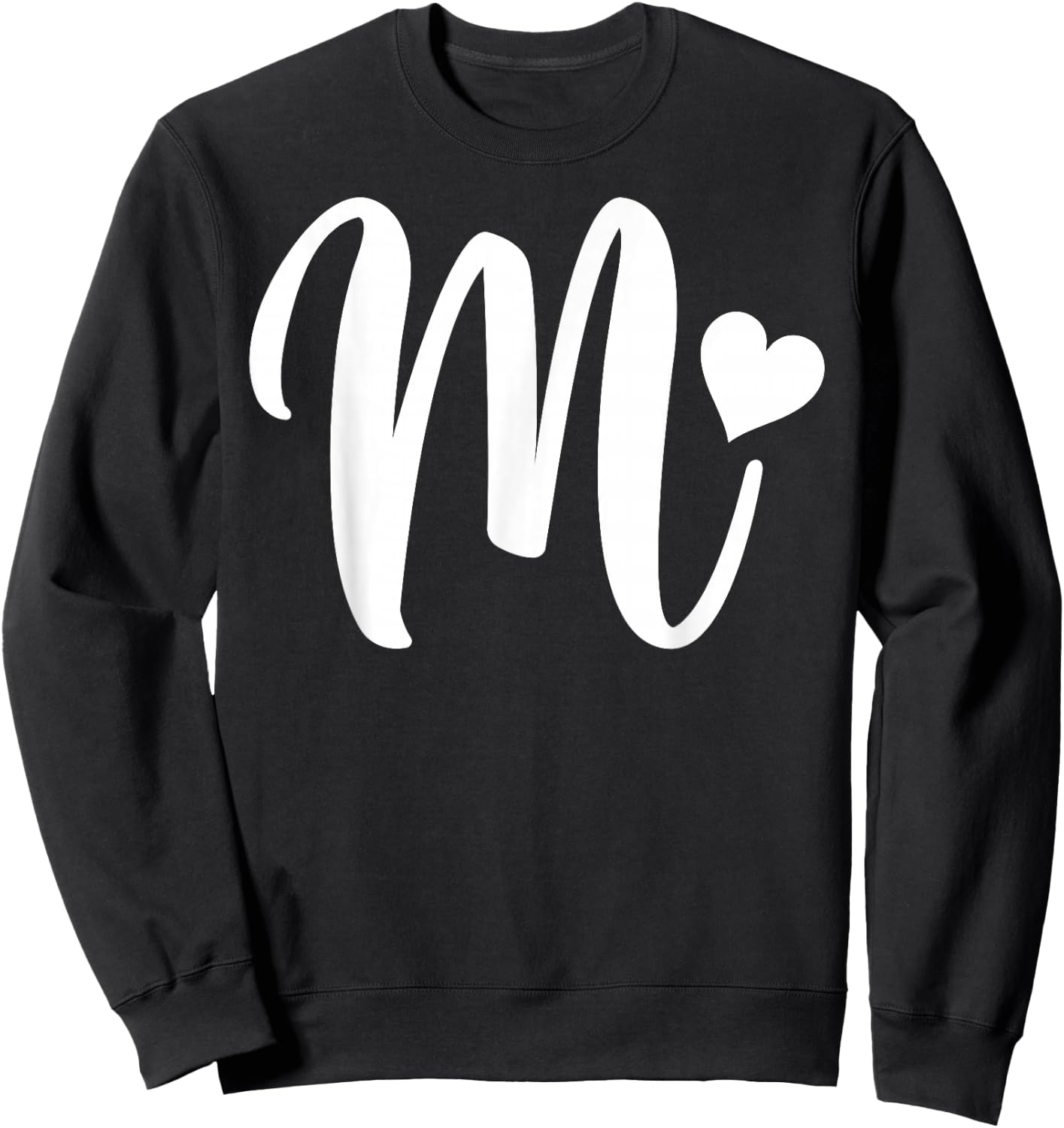 white letter M monogram initial minimalist heart graphic Sweatshirt - Sweatshirt | Black