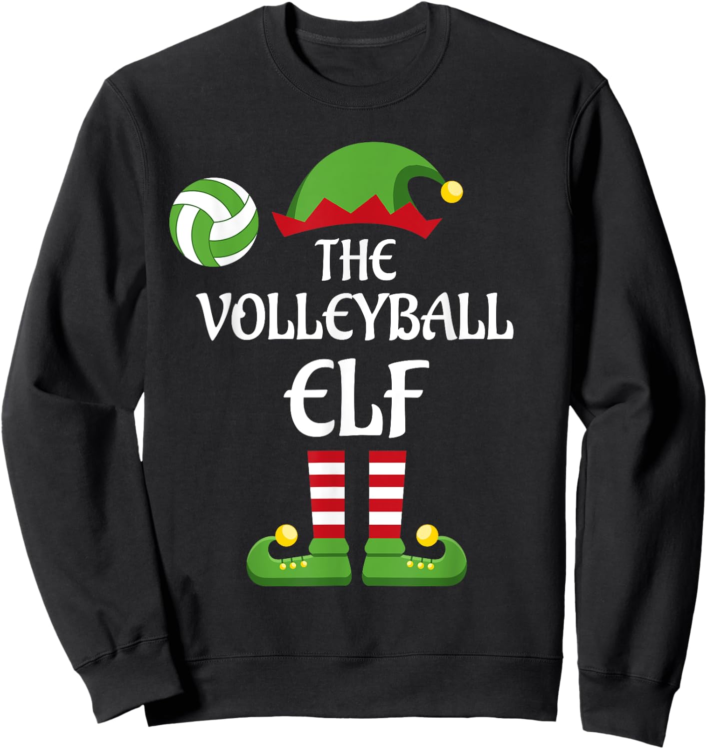 Volleyball Elf Family Matching Group Christmas Sporty Sweatshirt - Sweatshirt | Black