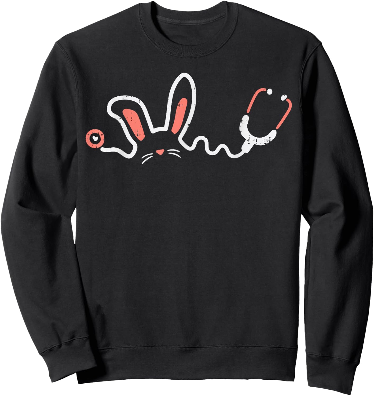 Easter Bunny Stethoscope Nurse Doctor Rabbit Scrub Top Women Sweatshirt - Sweatshirt | Black