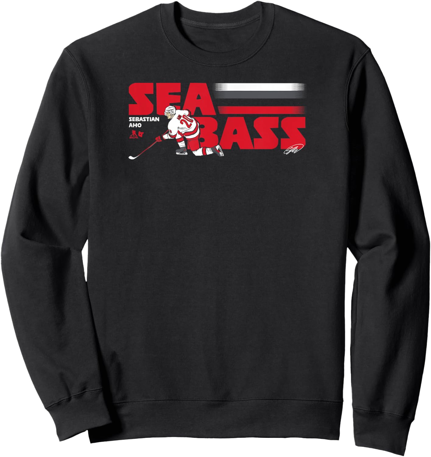 Sebastian Aho: Sea Bass - Carolina Hockey Sweatshirt - Sweatshirt | Black