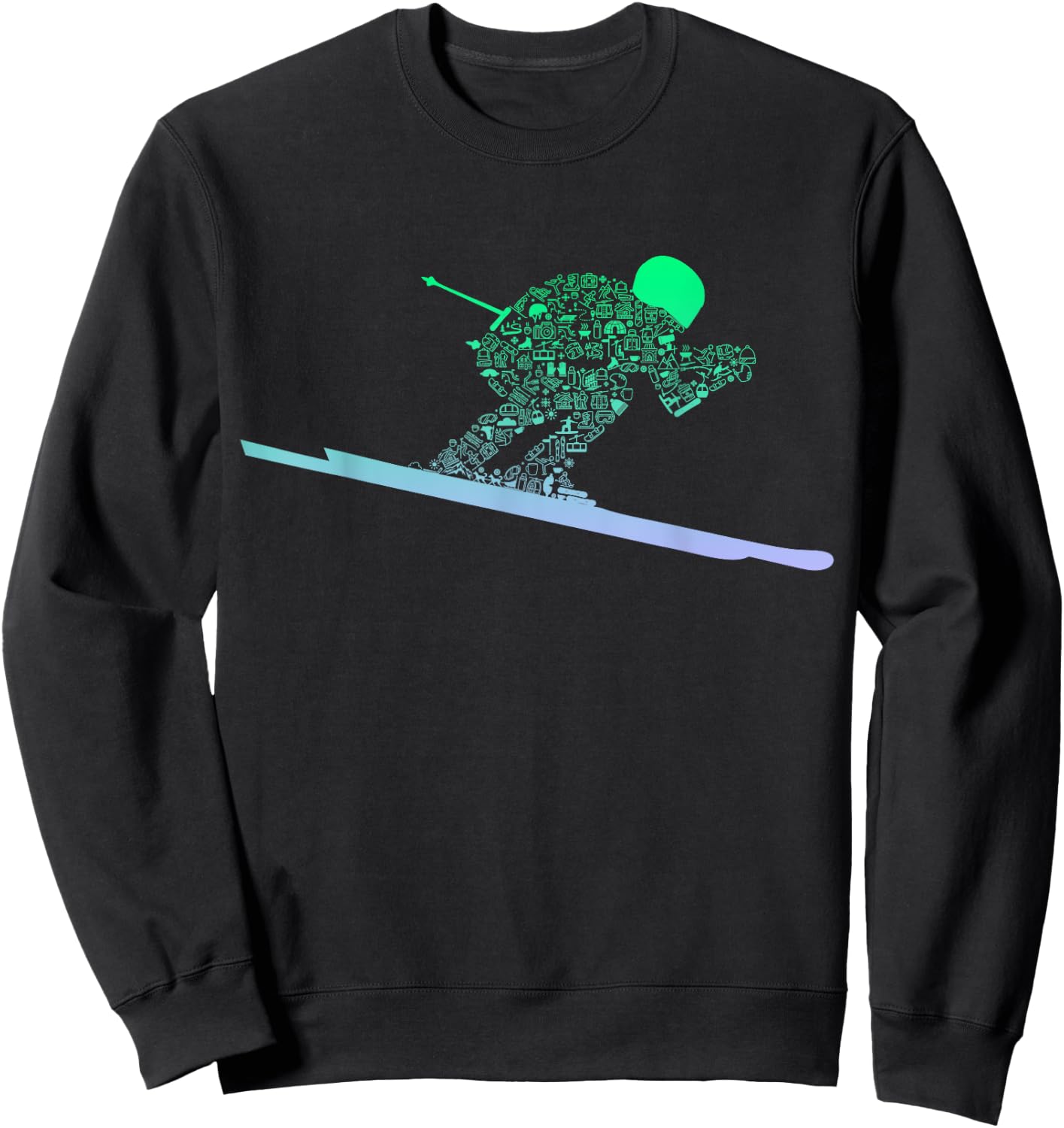 Silhouette Ski Icon for Skiier | Ski Boys Skiing Sweatshirt - Sweatshirt | Black