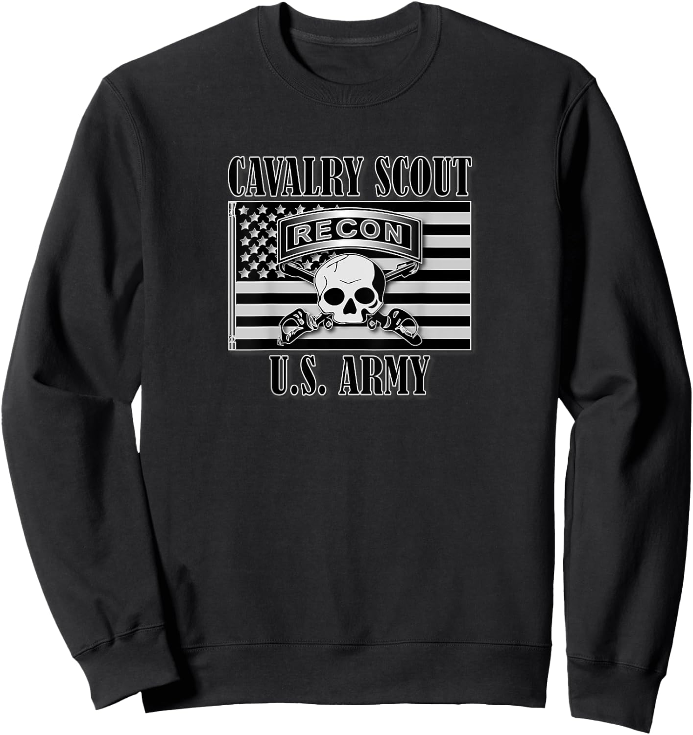 Cavalry Scout- Recon (Back Design) Sweatshirt - Sweatshirt | Black