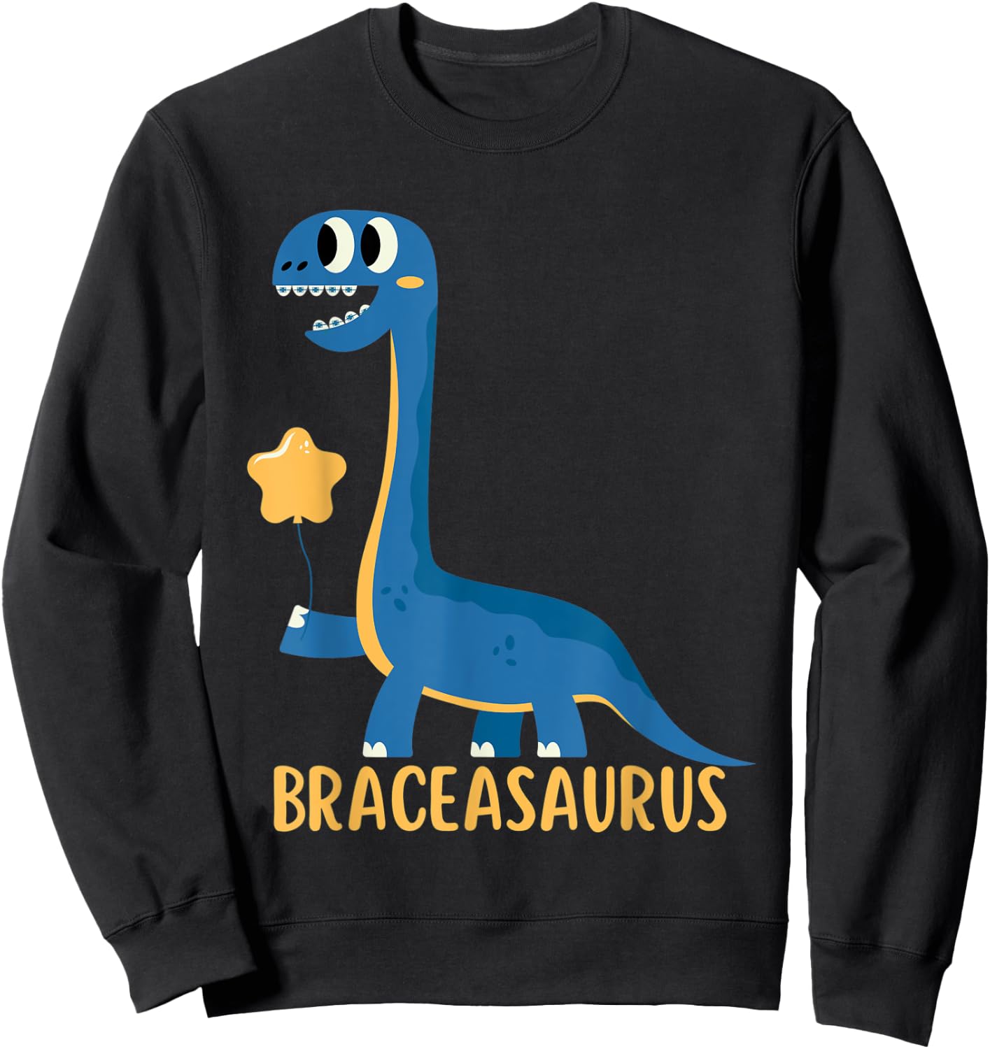 Dinosaur Funny Braces BRACEASAURUS Orthodontist Sweatshirt - Sweatshirt | Black