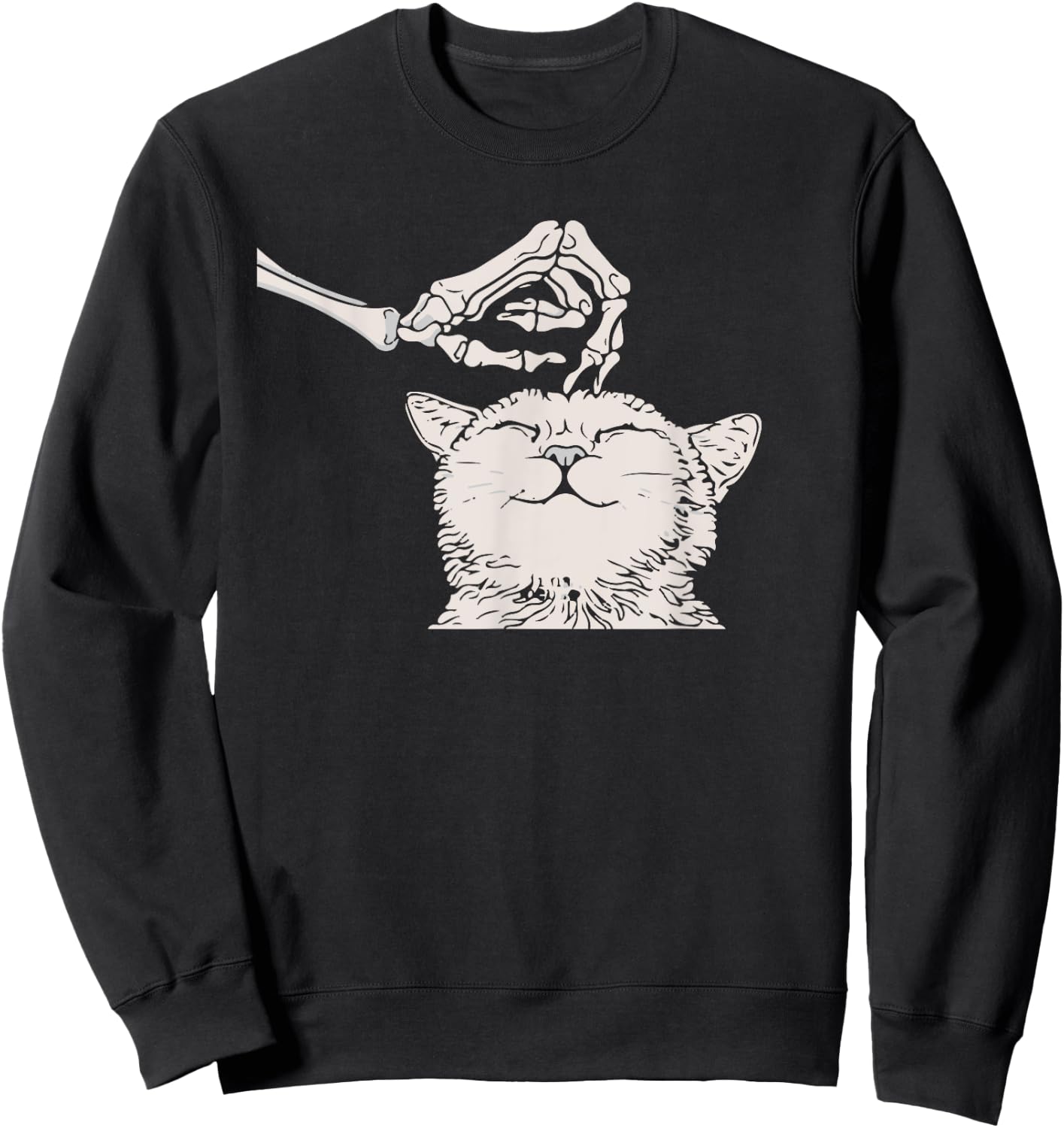 Cat Skeleton Hand Lazy Halloween Costume Cool Bones Kitten Sweatshirt - Sweatshirt | Black