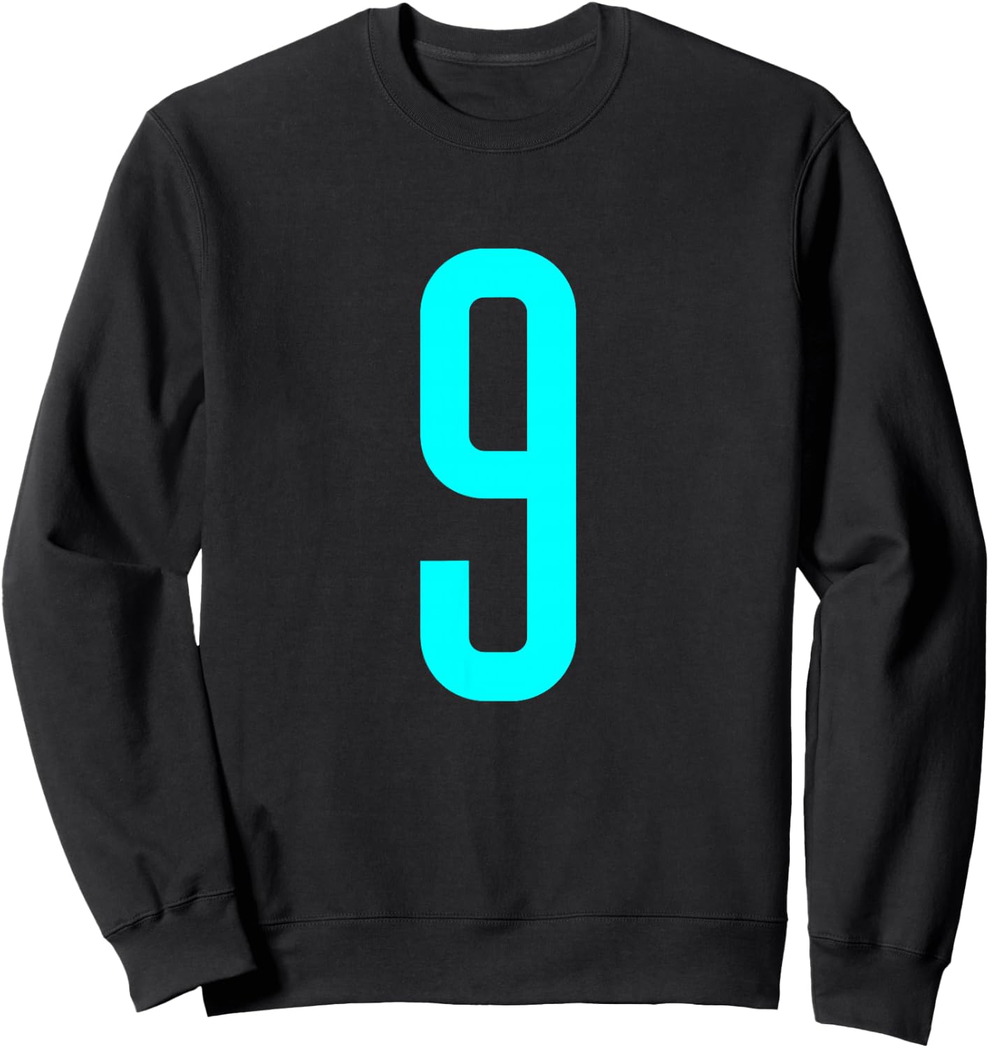 Number 9 Cyan Sports Team Sweatshirt - Sweatshirt | Black