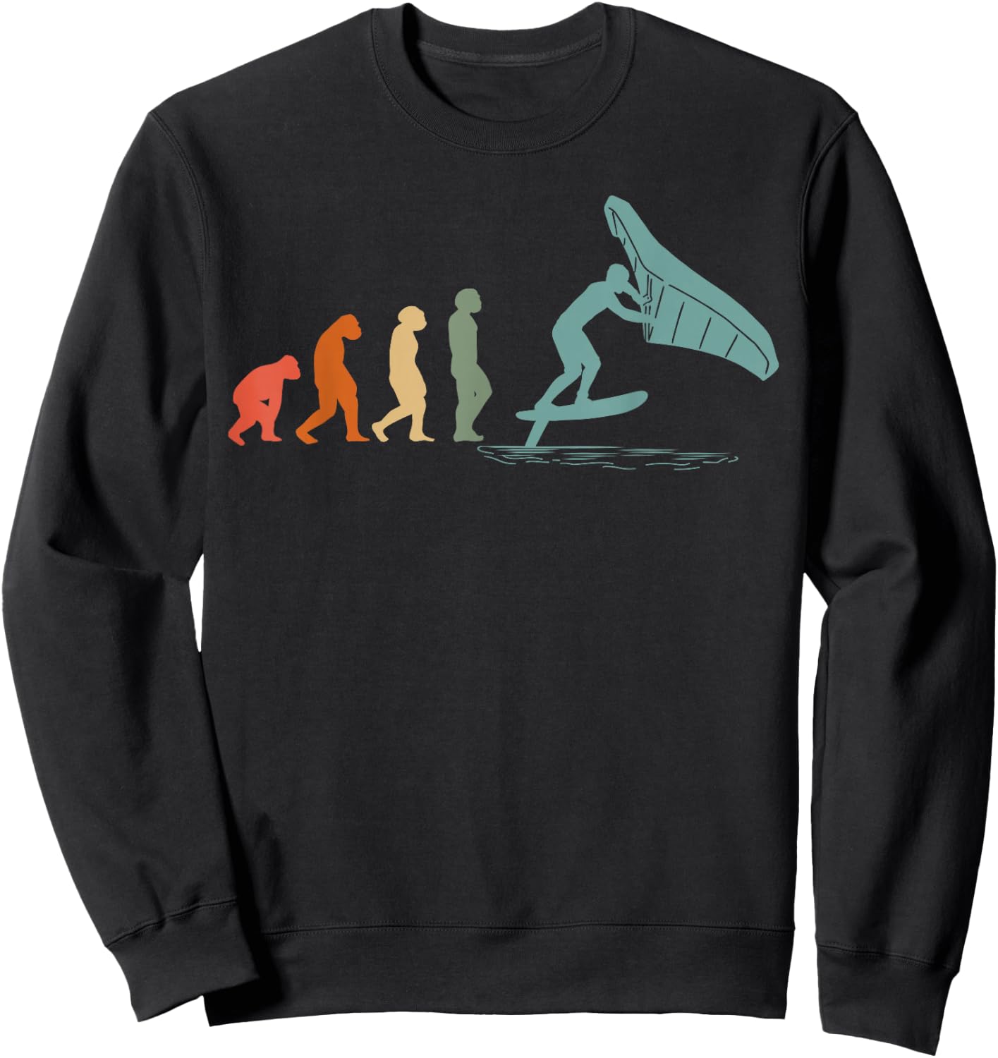 Wingfoil-Surfer Wingfoiling-Board Vintage Wing-Foiling Sweatshirt - Sweatshirt | Black