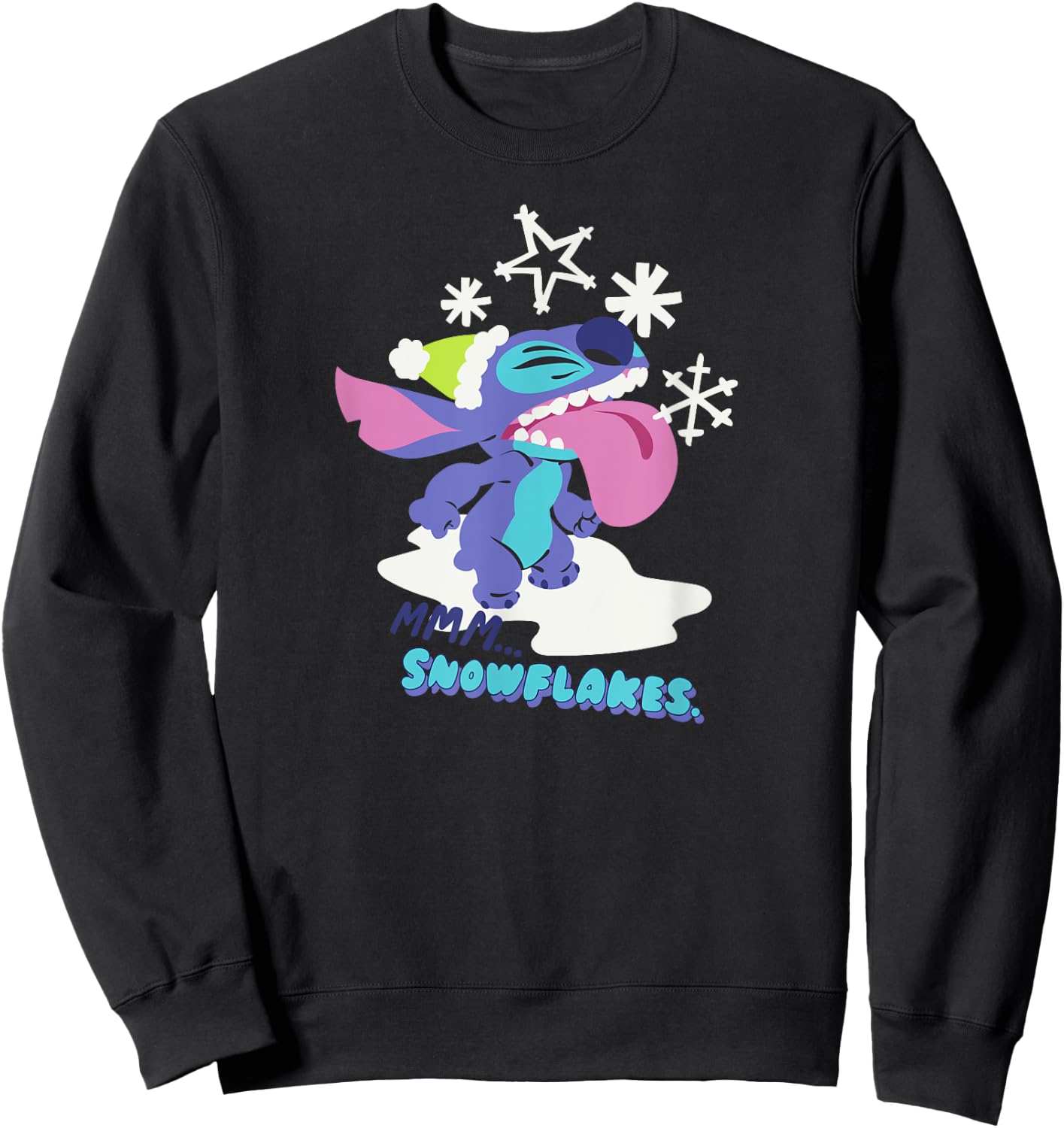 Amazon Essentials Stitch Wintertime Catching Snowflakes Sweatshirt - Sweatshirt | Black