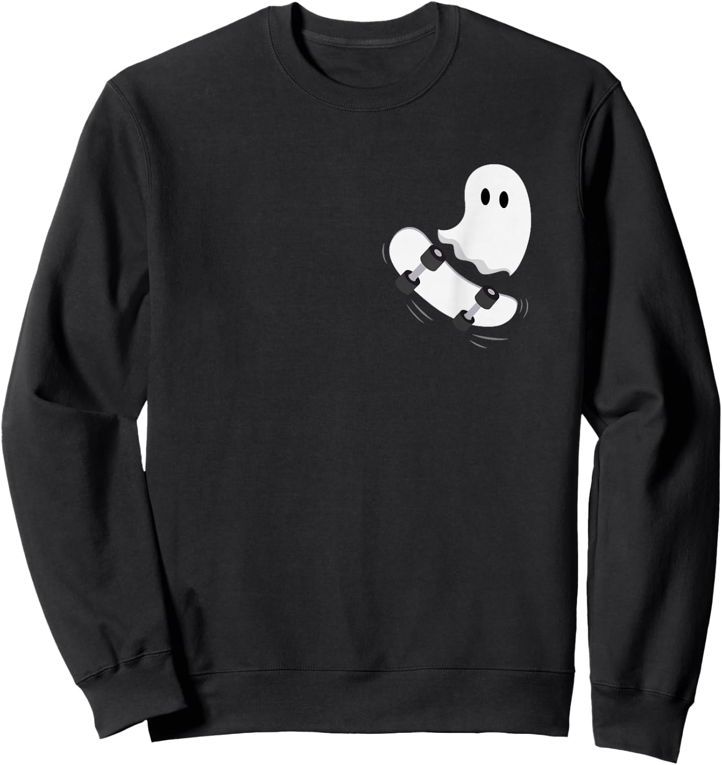 Ghost Skateboard Lazy Halloween Costume Funny Skateboarding Sweatshirt - Sweatshirt | Black