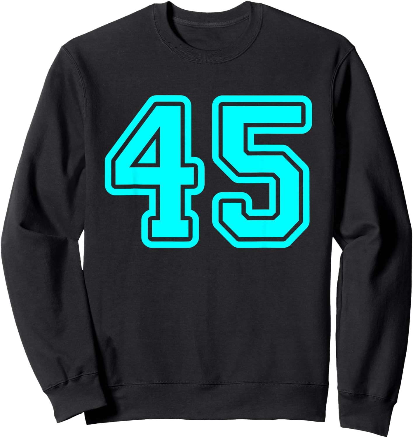 Number #45 Cyan Sport Varsity Number 45 Sweatshirt - Sweatshirt | Black