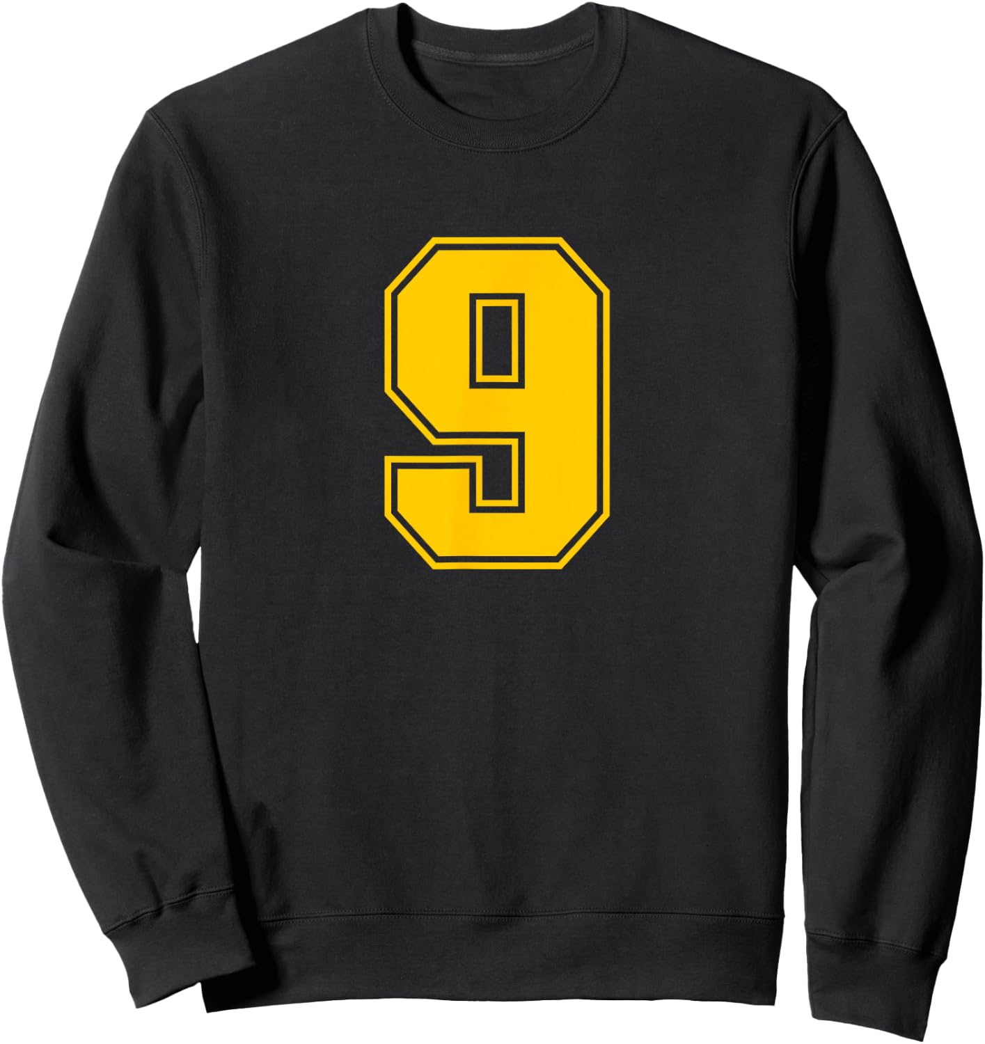 Number #9 Sport Yellow Varsity Number Sweatshirt - Sweatshirt | Black