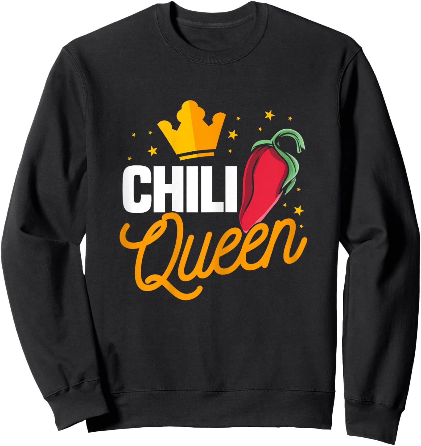 Funny Chili Queen Outfit American Tex-Mex Spicy Dish Women Sweatshirt - Sweatshirt | Black