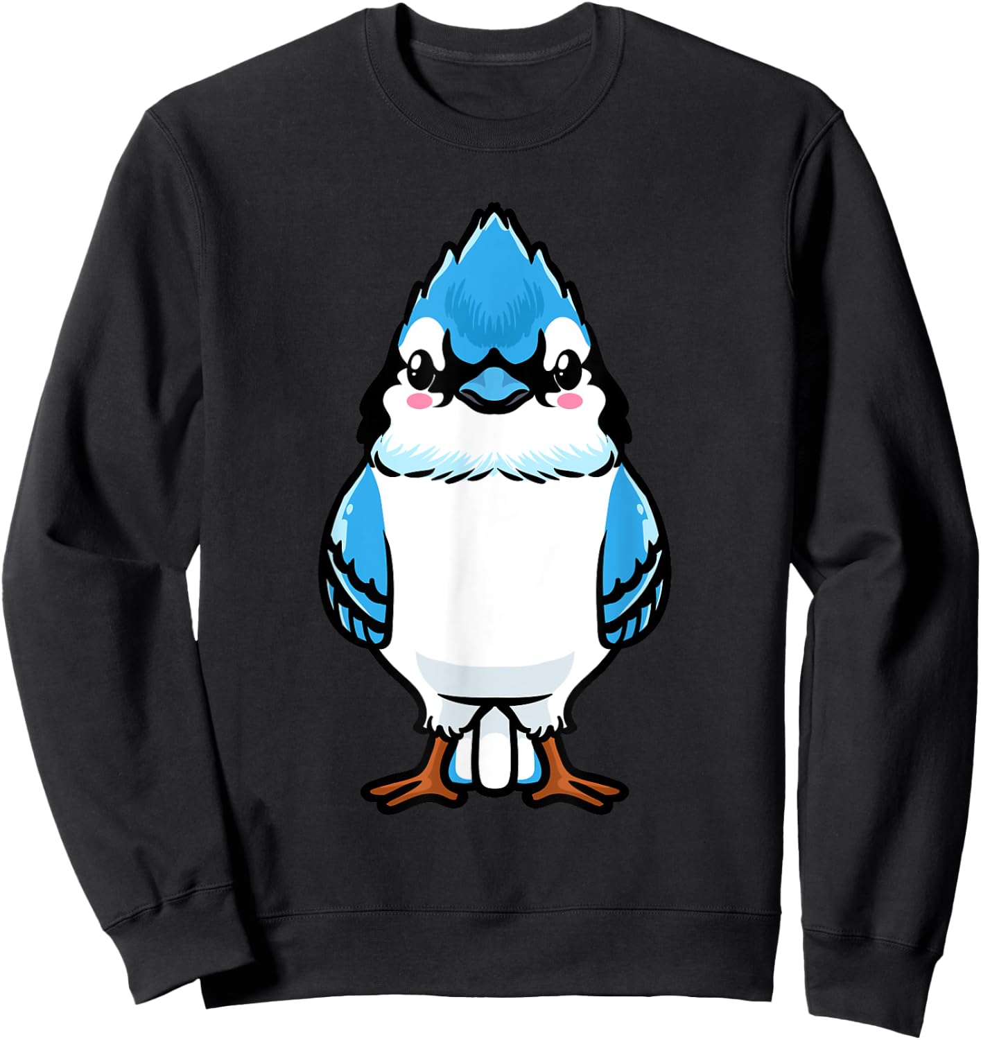 Luvevebluejaytha Blue Jay Bird Cyanocitta Cristata Design , Black, Small, Short Sleeve, Classic Fit, Cotton Blend, Bird Print Design, Blended Fabric Sweatshirt - Sweatshirt | Black