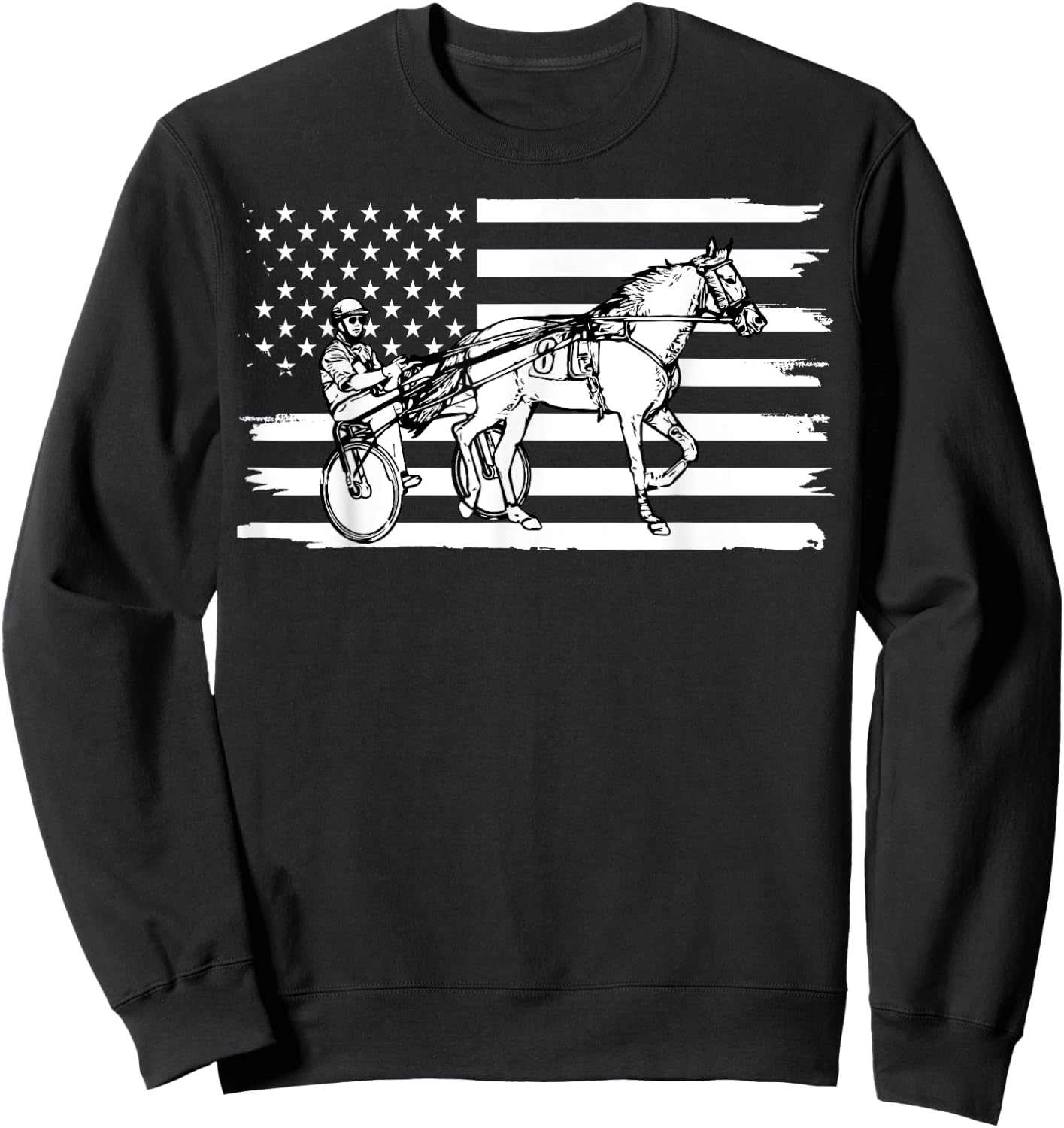 Harness Racing American Flag, Horse Harness Racing Women Kids Men Sweatshirt - Sweatshirt | Black