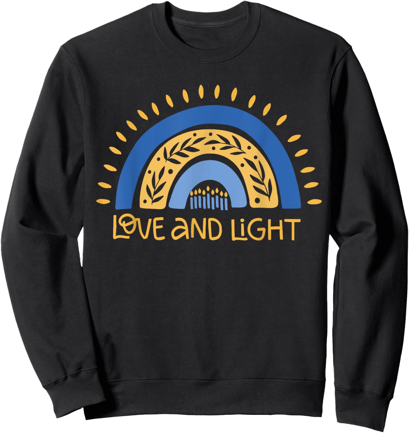 Vintage Love and Light Rainbow Hanukkah Sweatshirt - Sweatshirt | Black
