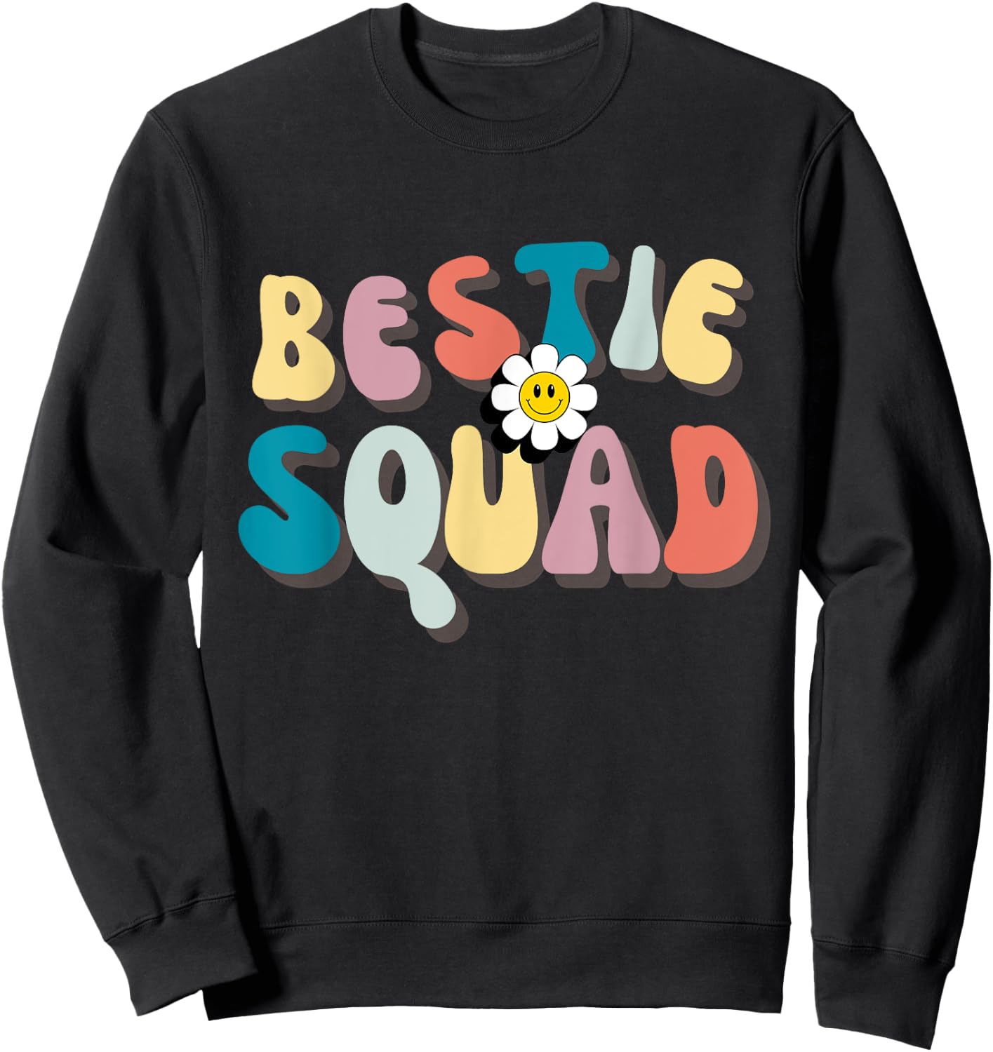 Groovy Bestie Squad Trip Friend Matching Besties Friendship Sweatshirt - Sweatshirt | Black