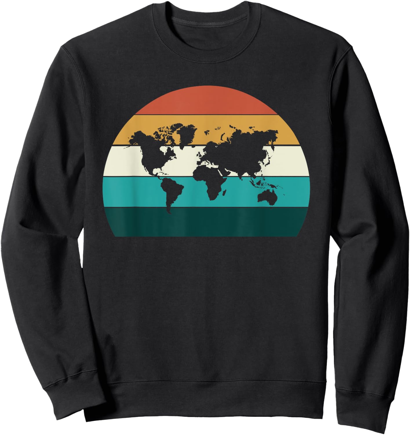 Vintage World Map Retro Cartography Distressed Women Men Sweatshirt - Sweatshirt | Black