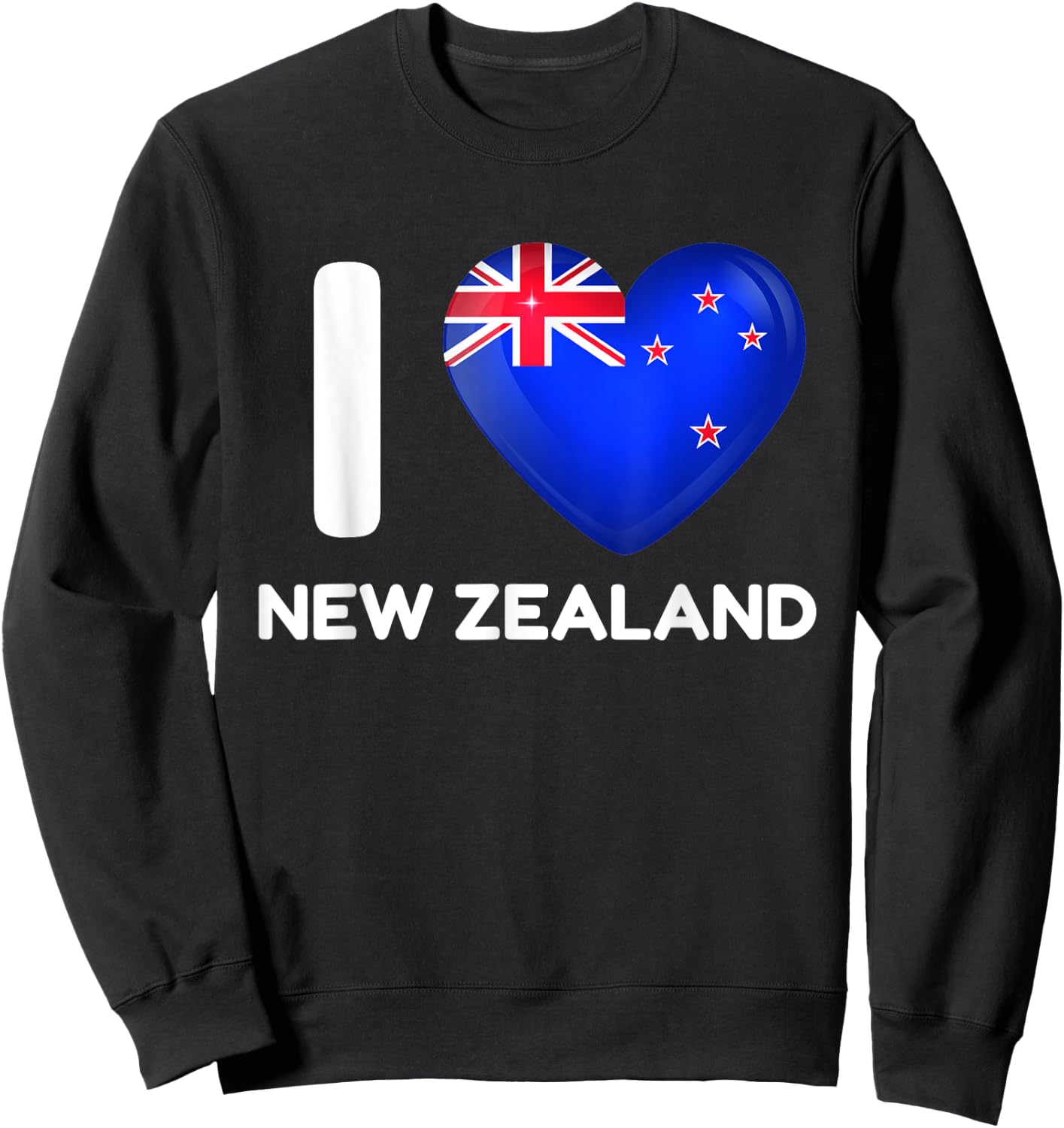 I Love New Zealand Heart New Zealand Family Travel Sweatshirt - Sweatshirt | Black