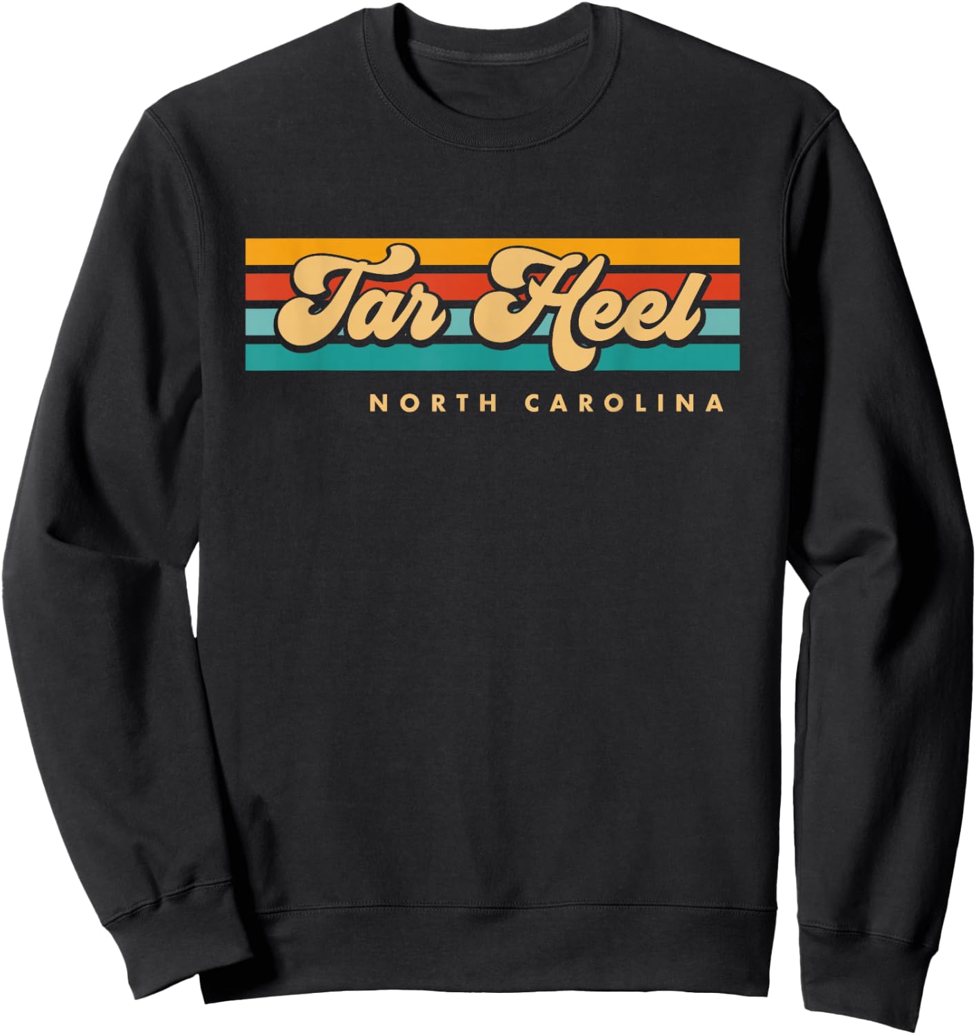 Vintage Sunset Stripes Tar Heel, North Carolina Sweatshirt - Sweatshirt | Black
