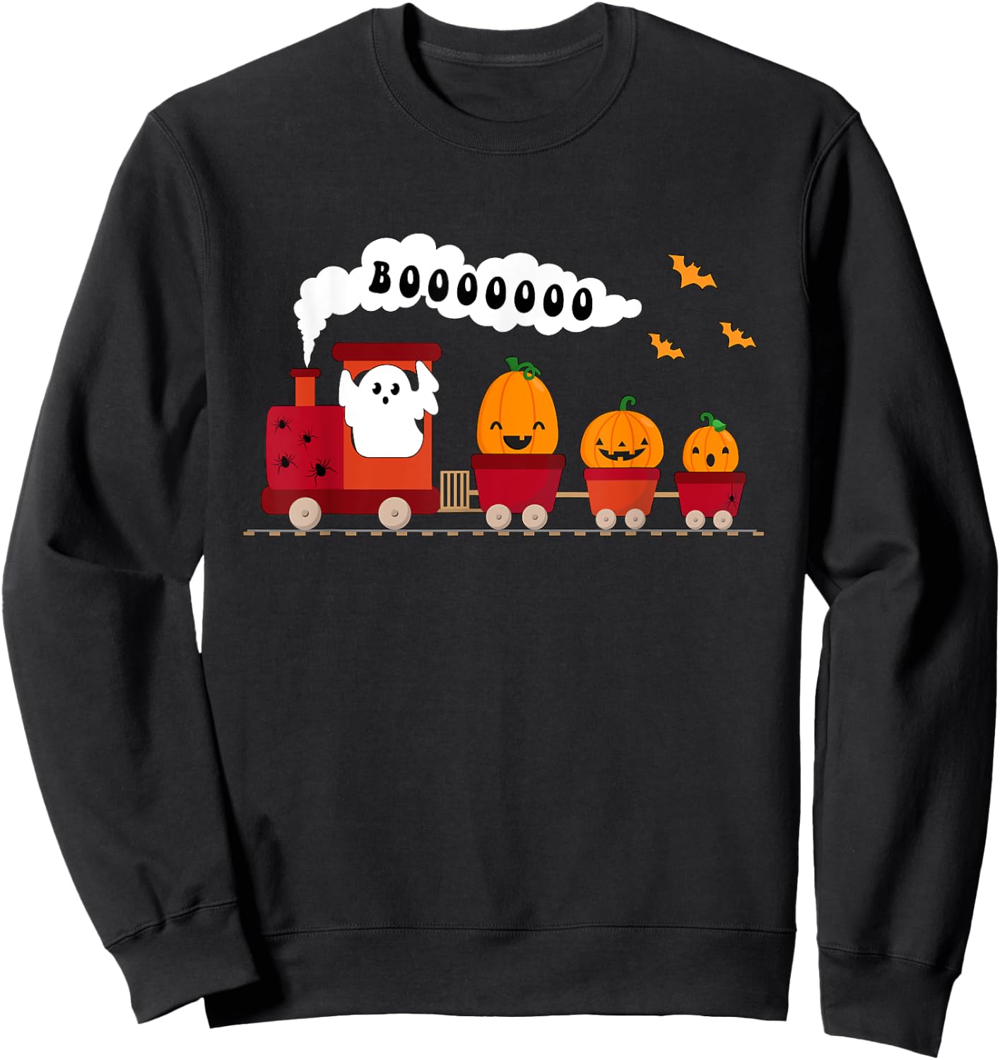 Halloween Train Boo Funny Ghost Pumpkin Toddler Kids Boys Sweatshirt - Sweatshirt | Black