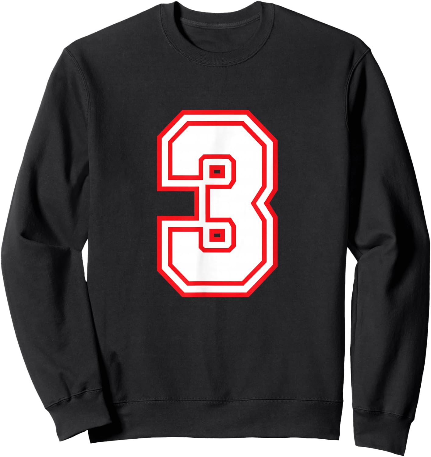 Number #3 Red Varsity Favorite Number Sweatshirt - Sweatshirt | Black