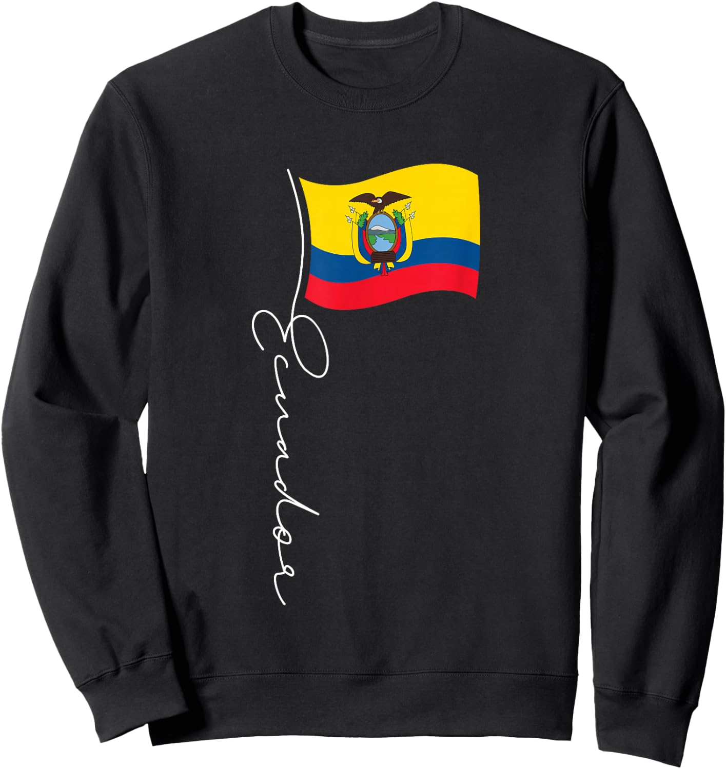 Ecuador Signature Flag Pole - Patriotic Ecuadorian Flag Sweatshirt - Sweatshirt | Black