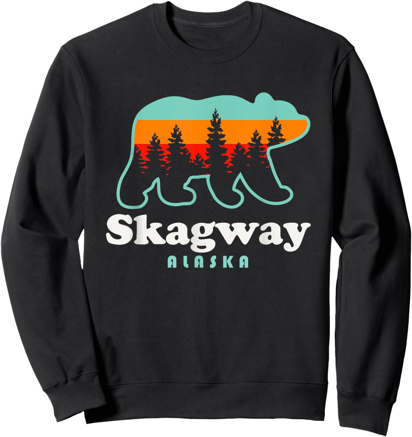 Skagway Alaska Travel Retro Bear Mountains Sweatshirt - Sweatshirt | Black
