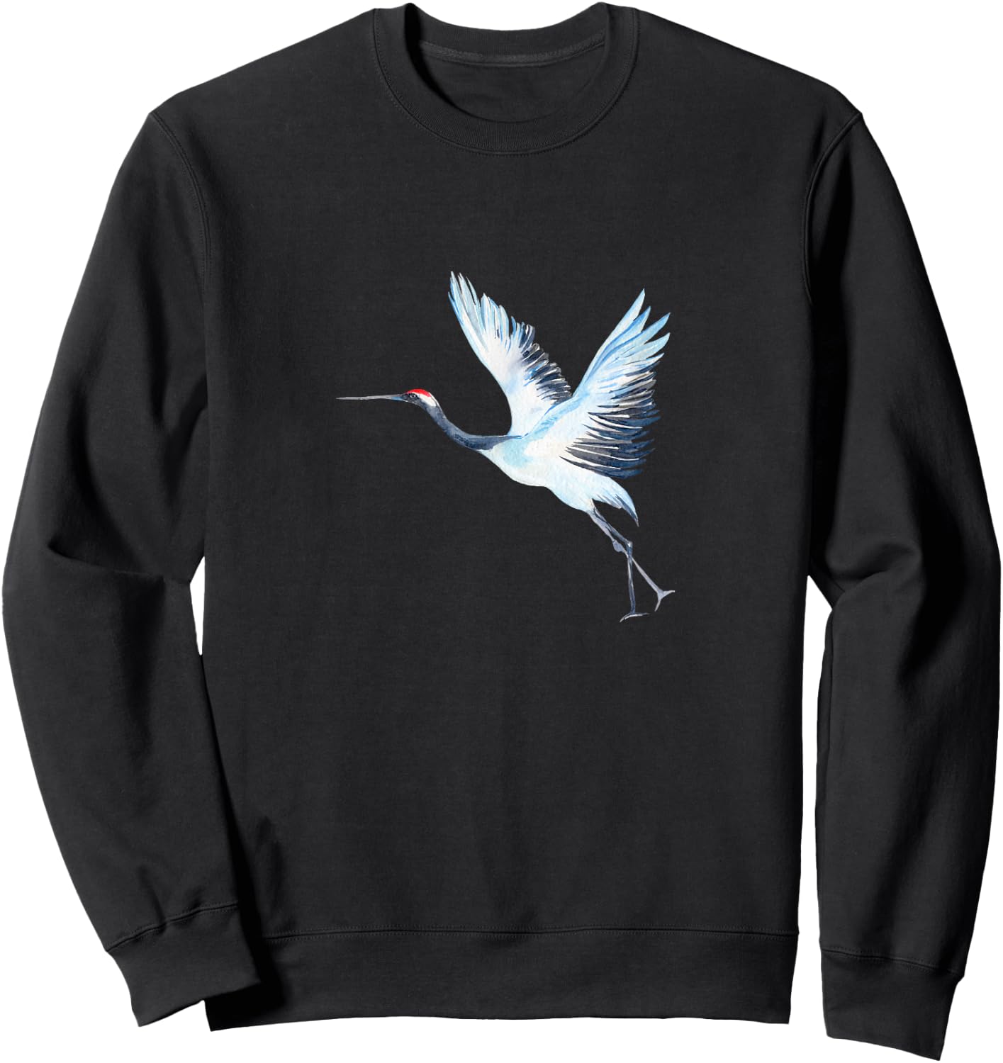 Sandhill Crane Heron Design Illustration Water Color Sweatshirt - Sweatshirt | Black