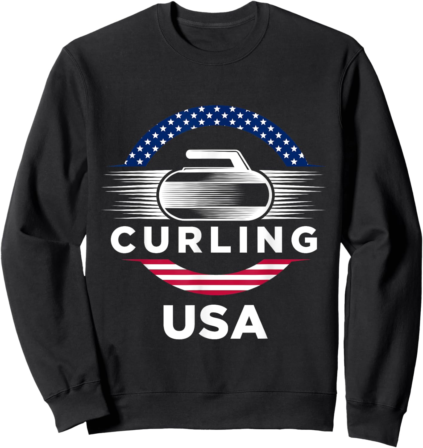 Curling USA Support the Team USA Flag Curl Clean Sweatshirt - Sweatshirt | Black