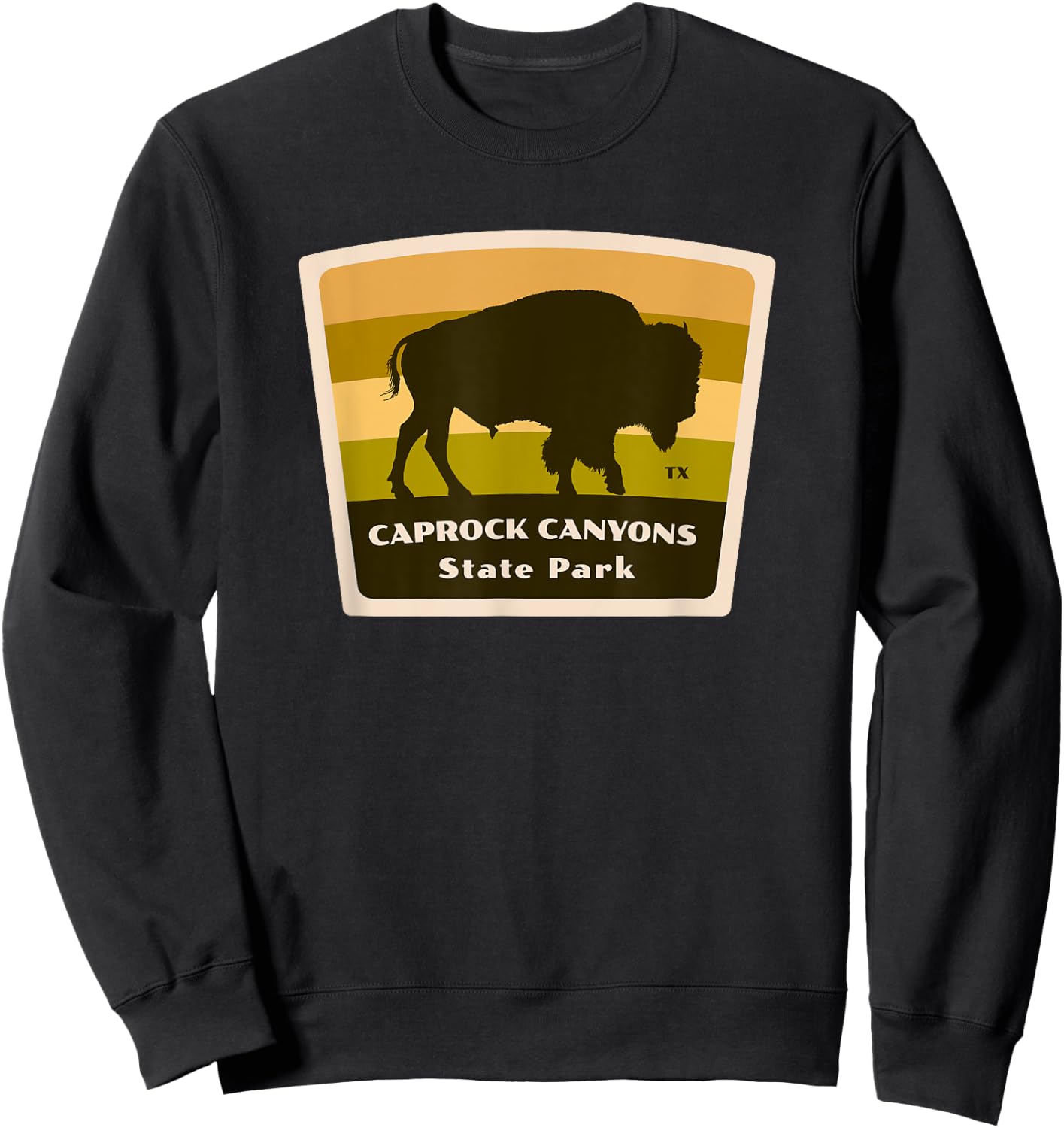 Caprock Canyons State Park and Trail Texas TX Bison Badge Sweatshirt - Sweatshirt | Black