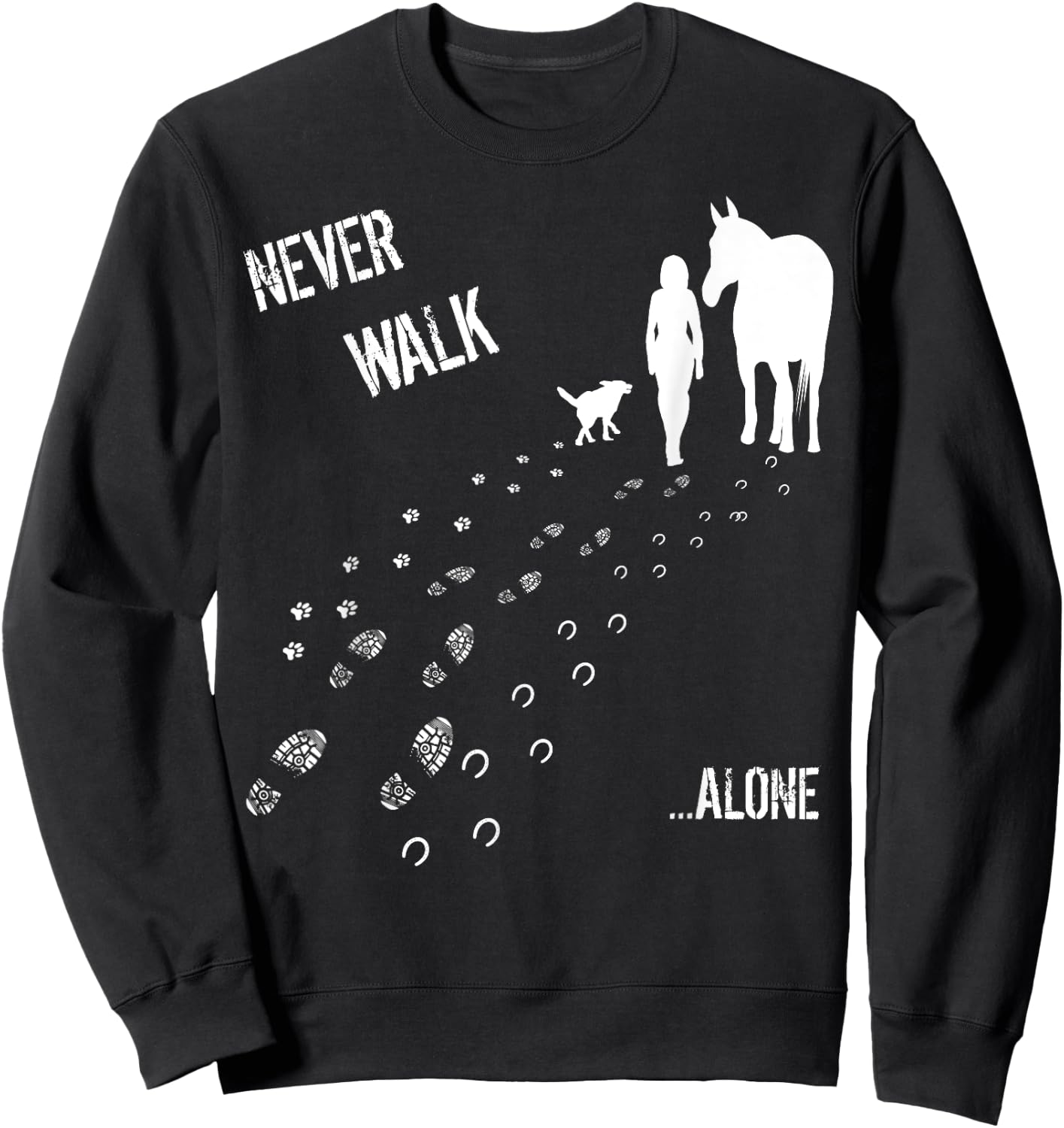 Never Walk Alone Horse, Dog and Rider Sweatshirt - Sweatshirt | Black