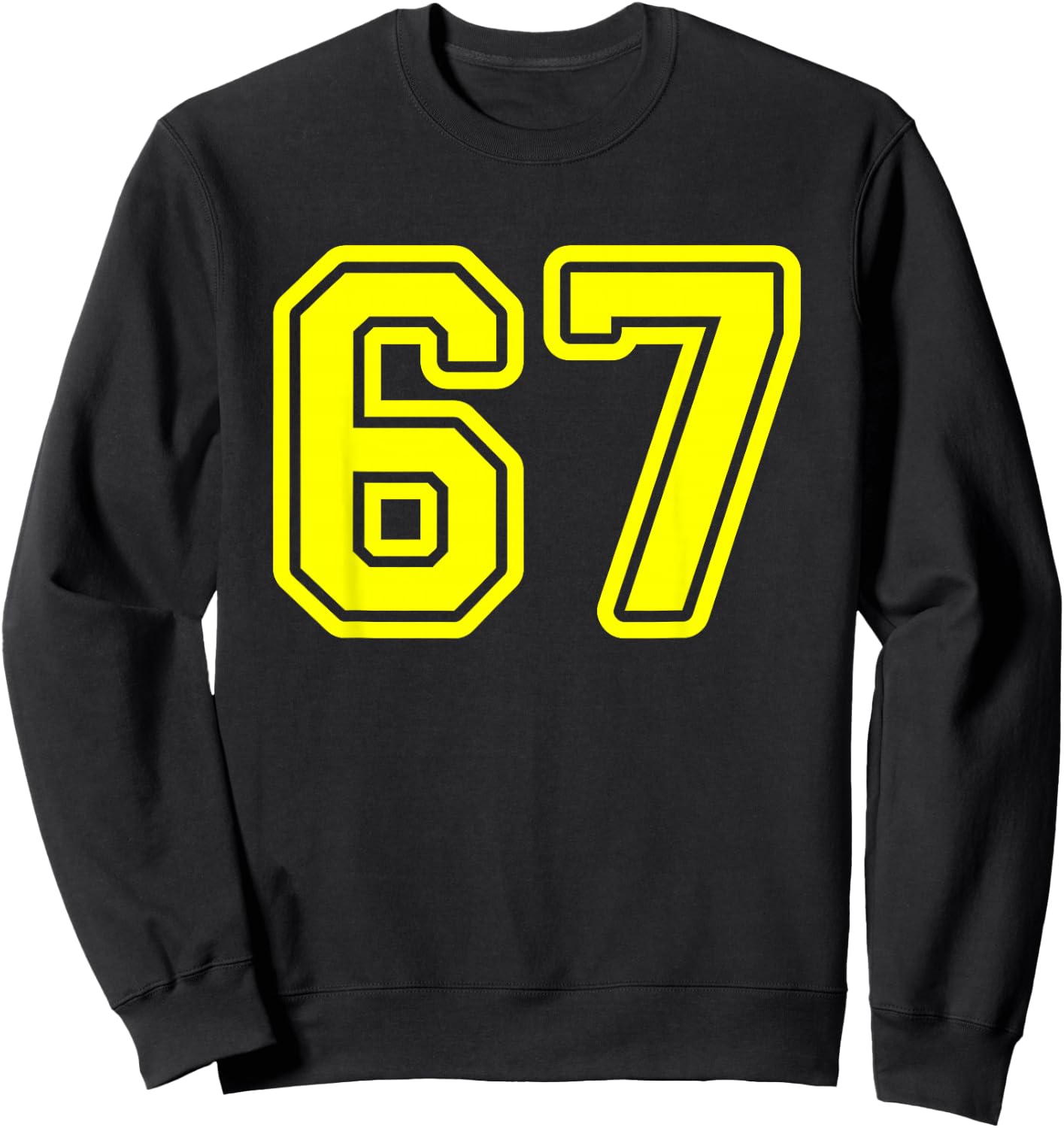 Yellow Sports Team Number #67 Sweatshirt - Sweatshirt | Black
