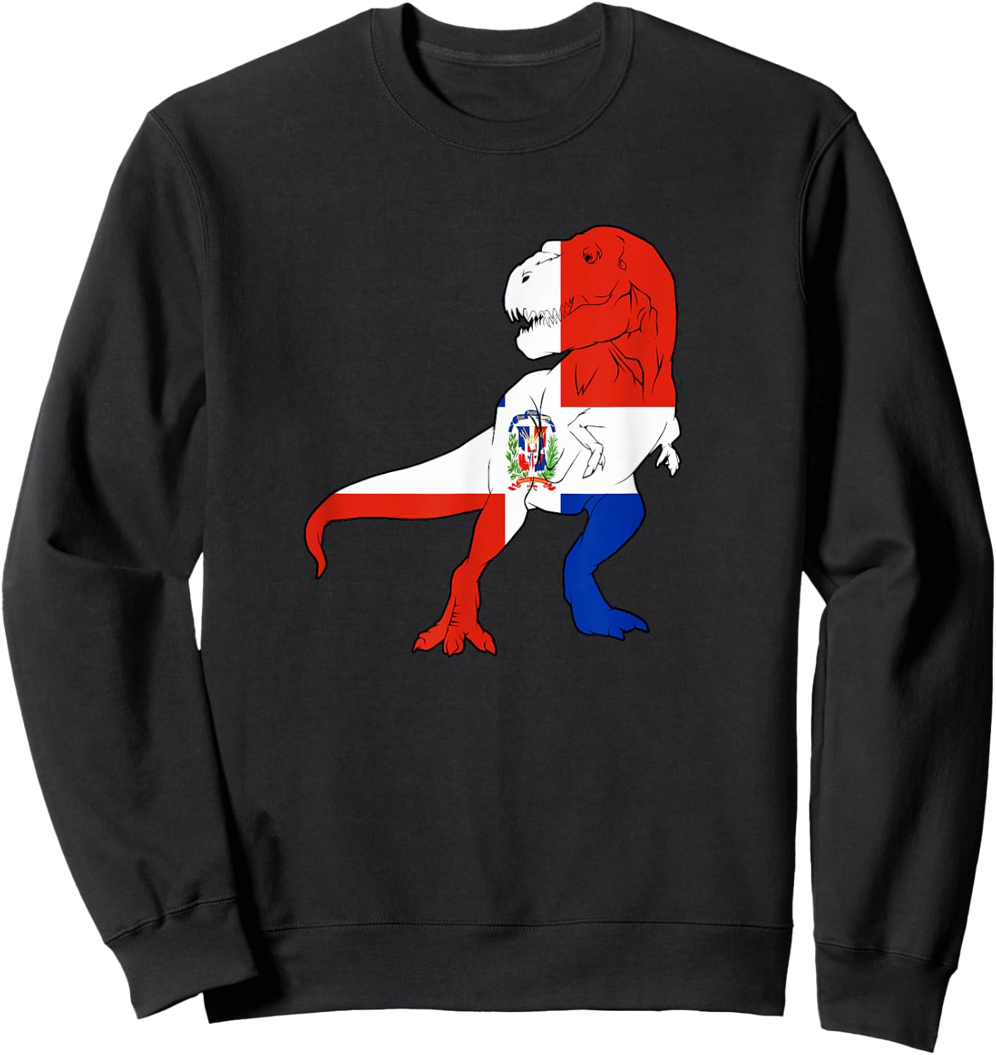 Dominican Trex Dinosaur Boys Kids Republic Dominicana Flag Sweatshirt - Sweatshirt | Black