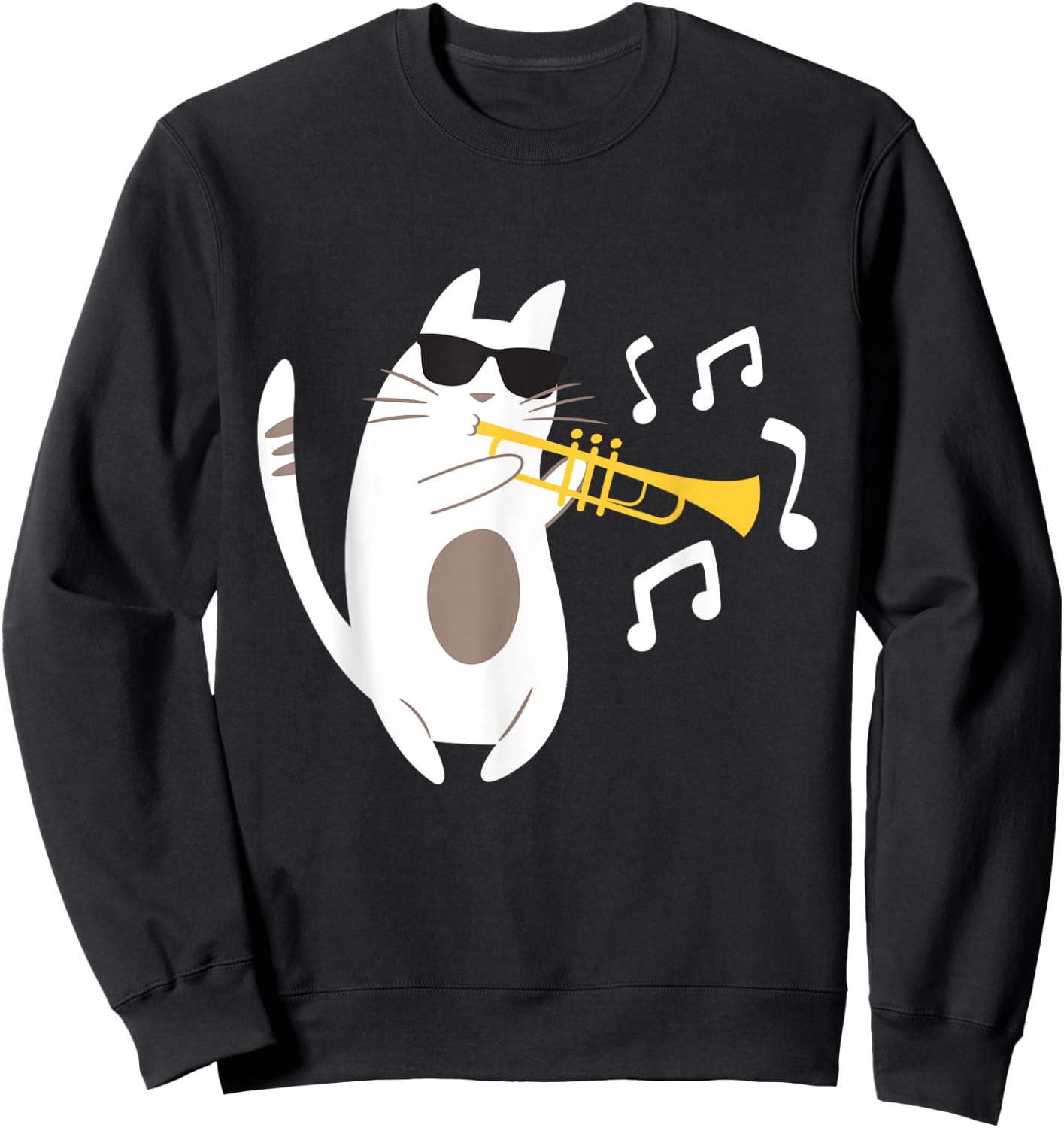 The Trumpeter Cat - Trumpet Player Marching Band Men Women Girls Kids Sweatshirt - Sweatshirt | Black