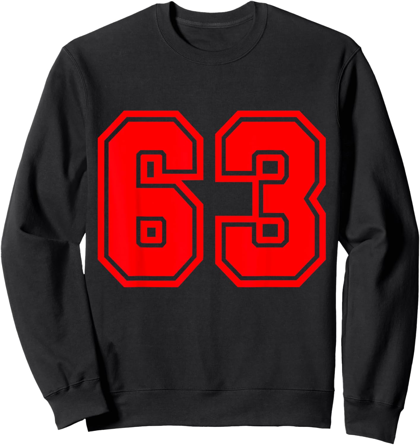 Number #63 Red Varsity Favorite Number Sweatshirt - Sweatshirt | Black