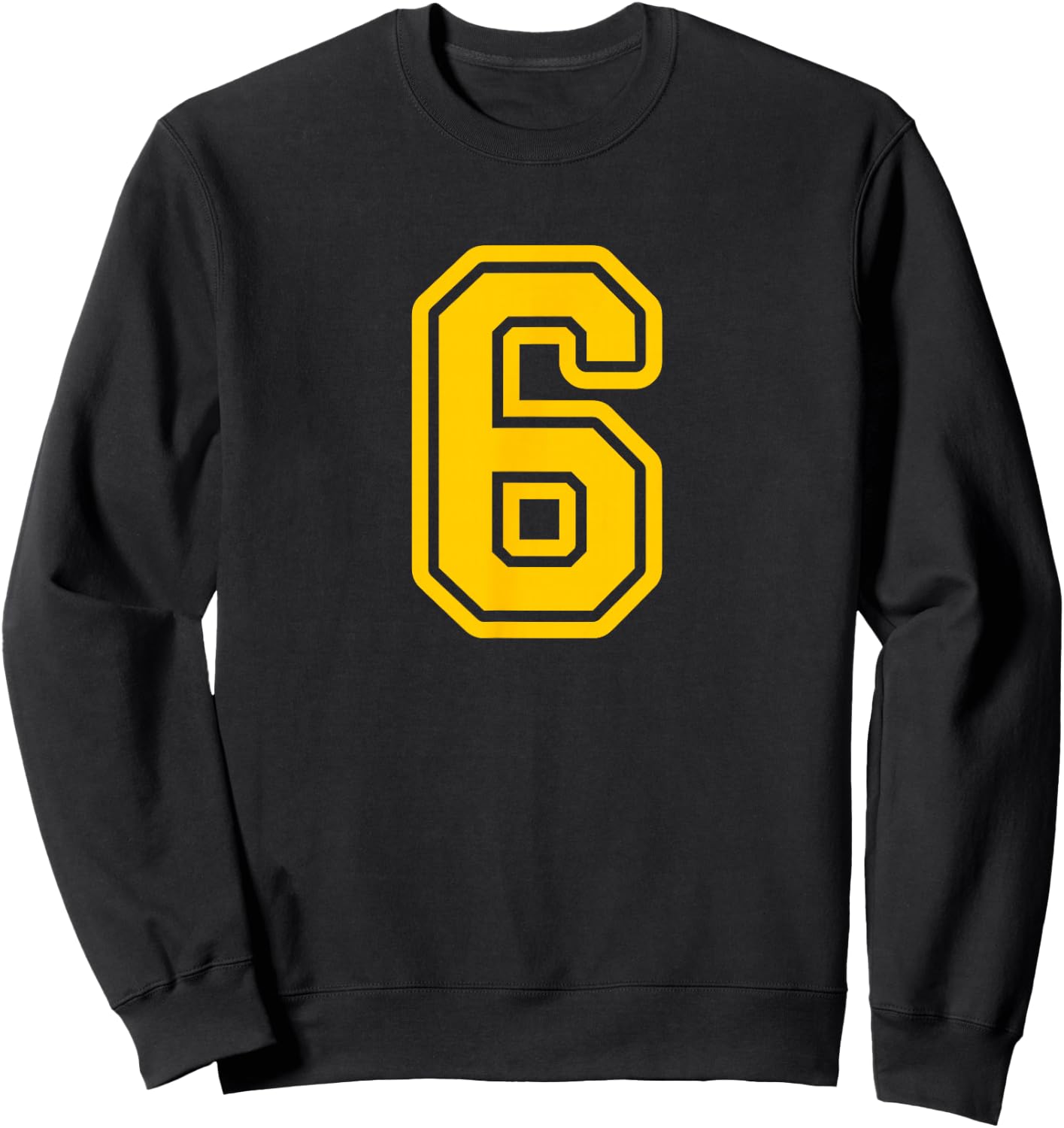 Yellow Sports Team Number #6 Sweatshirt - Sweatshirt | Black