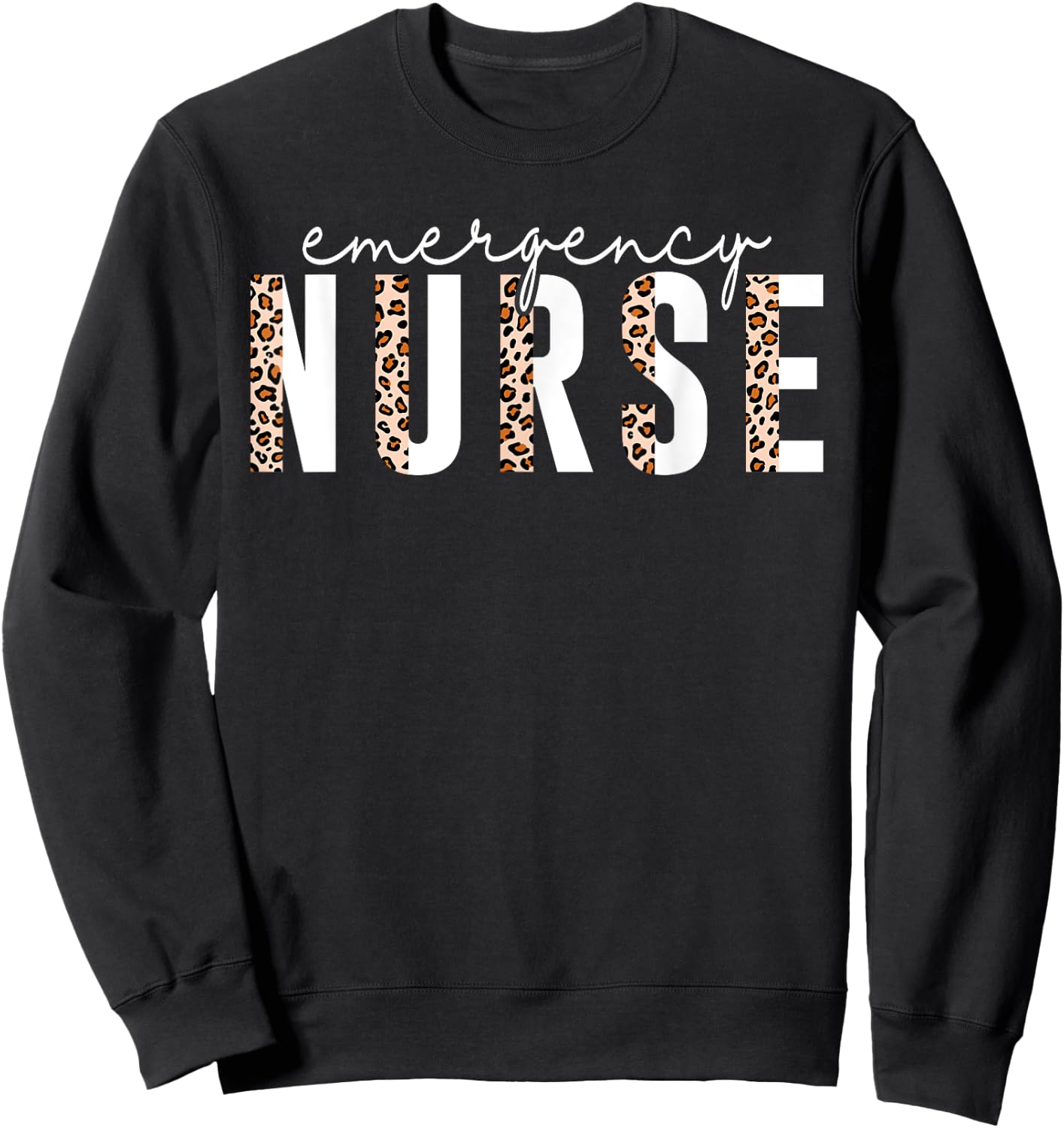 Emergency Nurse Leopard Print ER Nurse Nursing School Women Sweatshirt - Sweatshirt | Black