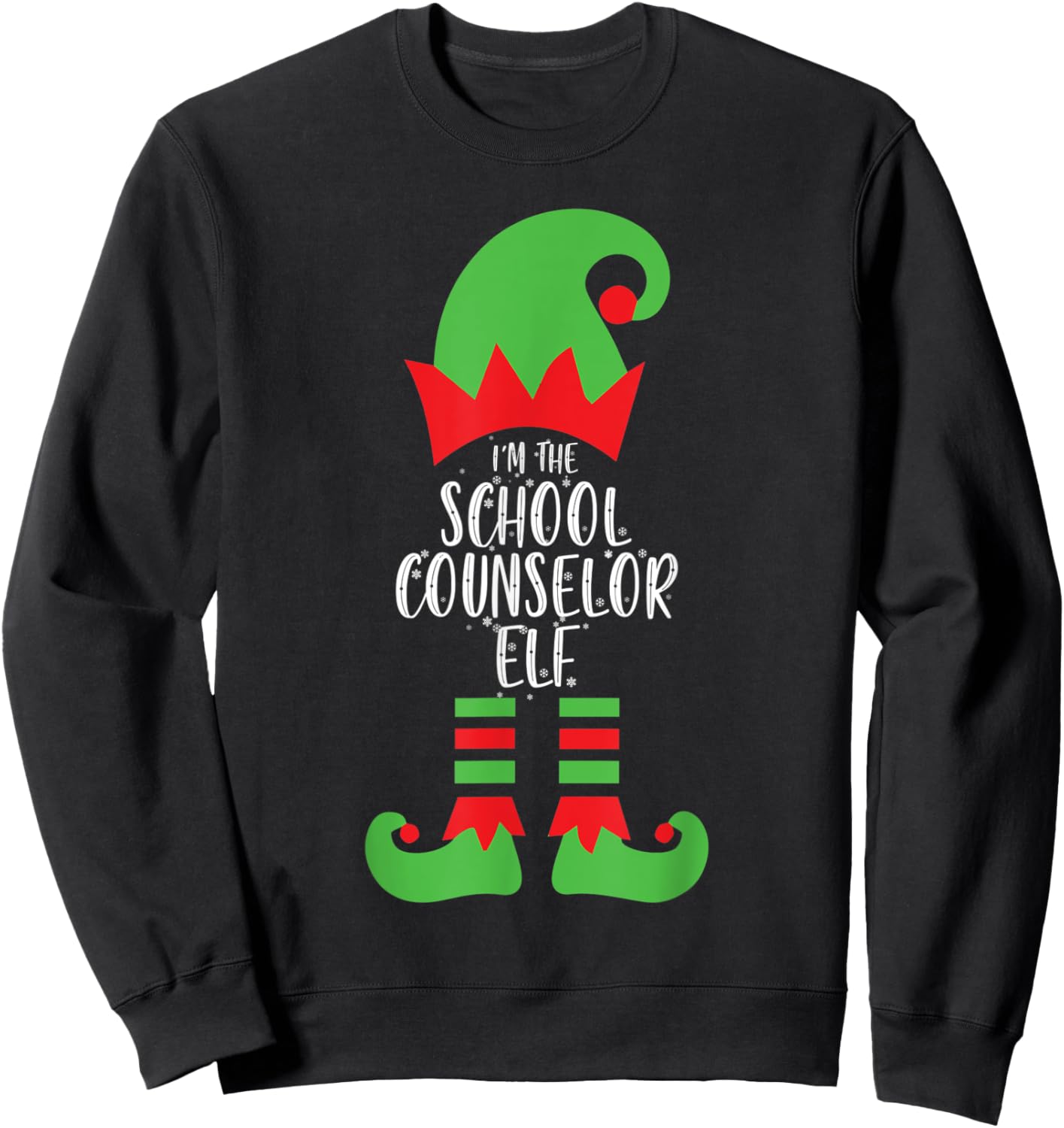 I'm The School Counselor Elf Christmas Social Worker Xmas Sweatshirt - Sweatshirt | Black