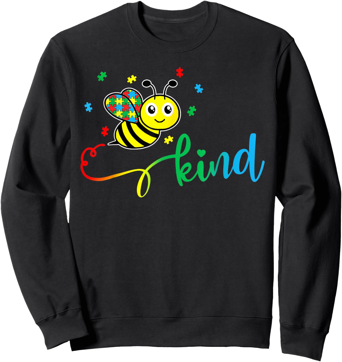 Bee Kind Autism Awareness Month Gift Sweatshirt - Sweatshirt | Black